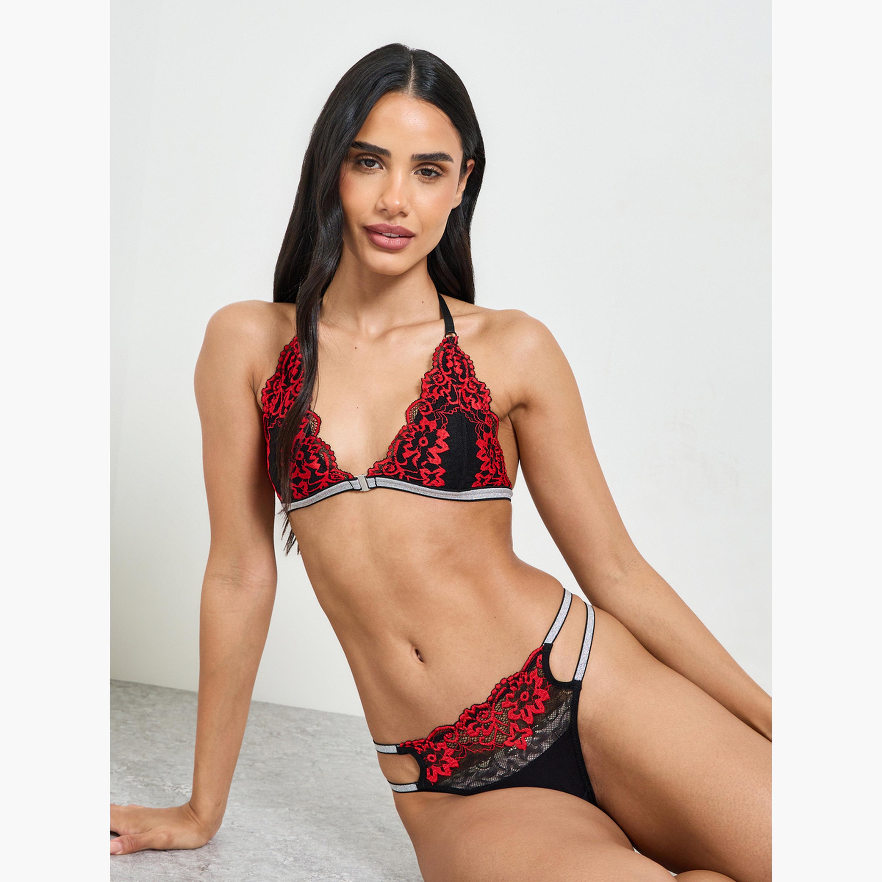 طقم للانجري من ثونغ دانتيل وبراليت دانتيل مبطنة بدون أسلاك-women-clothing-lingerie-lingeriesets-image-1