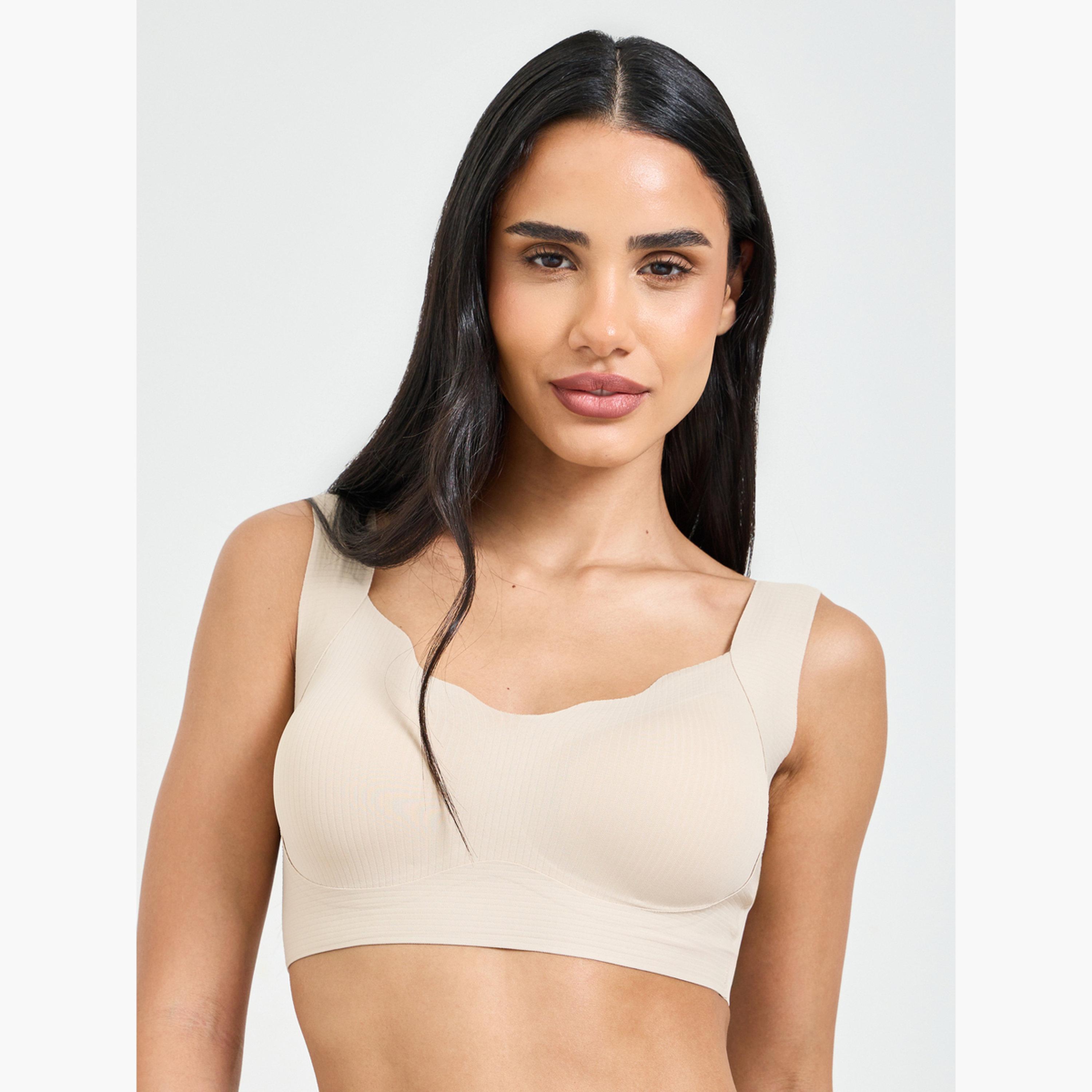 طقم للانجري من كلوت وصدرية تيشيرت سادة مبطنة بدون أسلاك-women-clothing-lingerie-lingeriesets-image-2