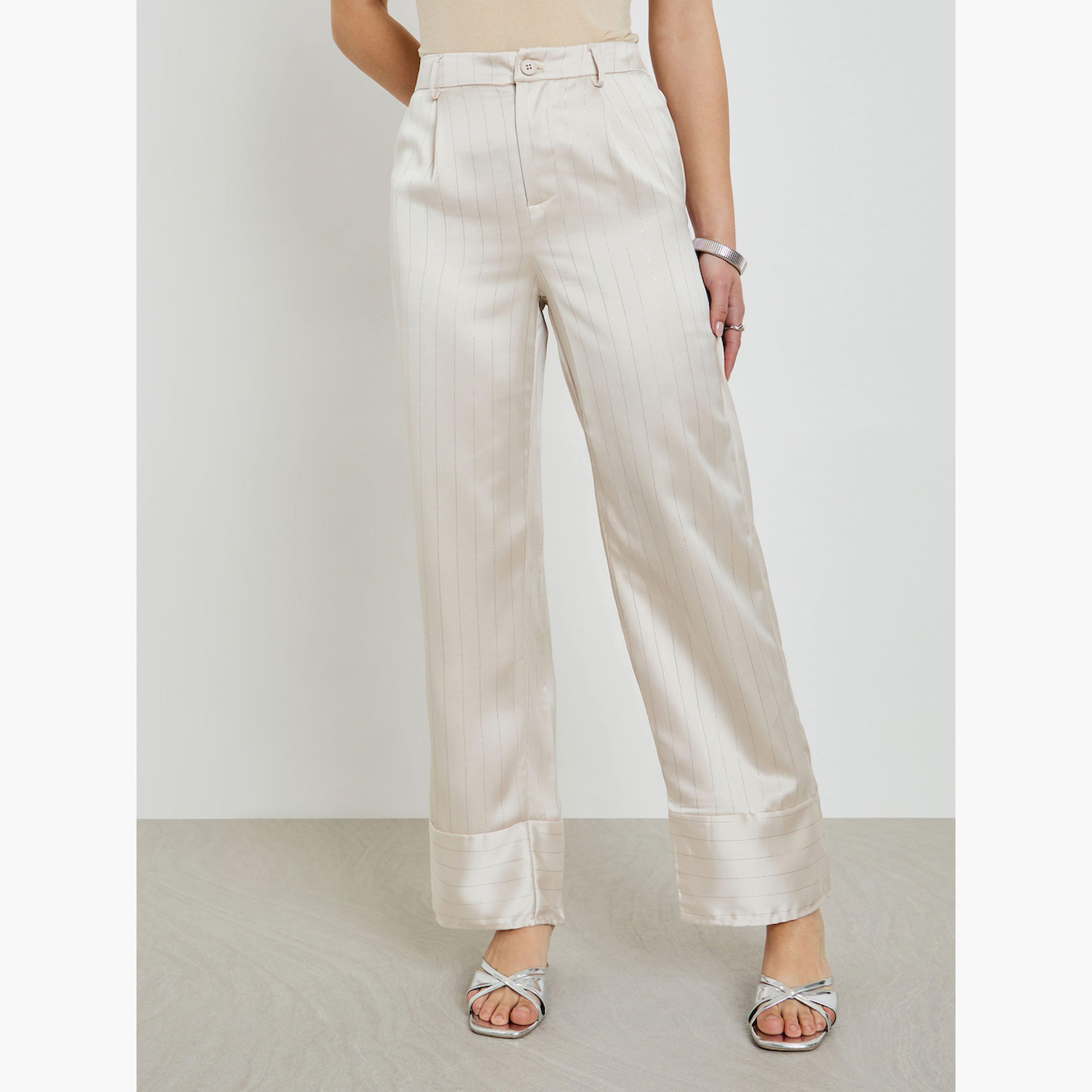 بنطال مخطط بأرجل واسعة-women-clothing-bottoms-trousers-image-1