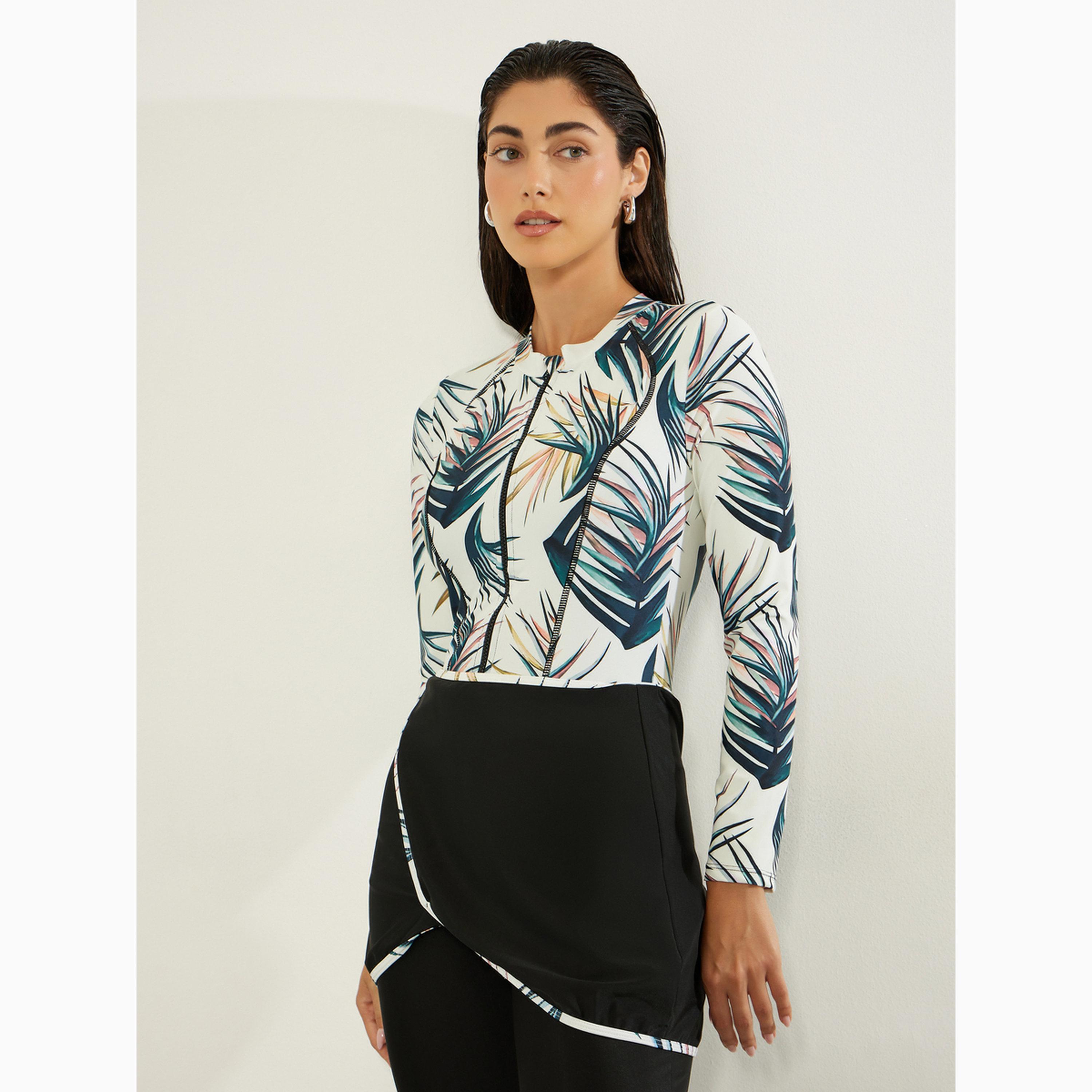 Styli Pack of 2 -  Full Sleeve Printed Burkini and Pre Stitched Wrap Skirt Set-women-clothing-swimandbeach-swim-burkinis-image-2