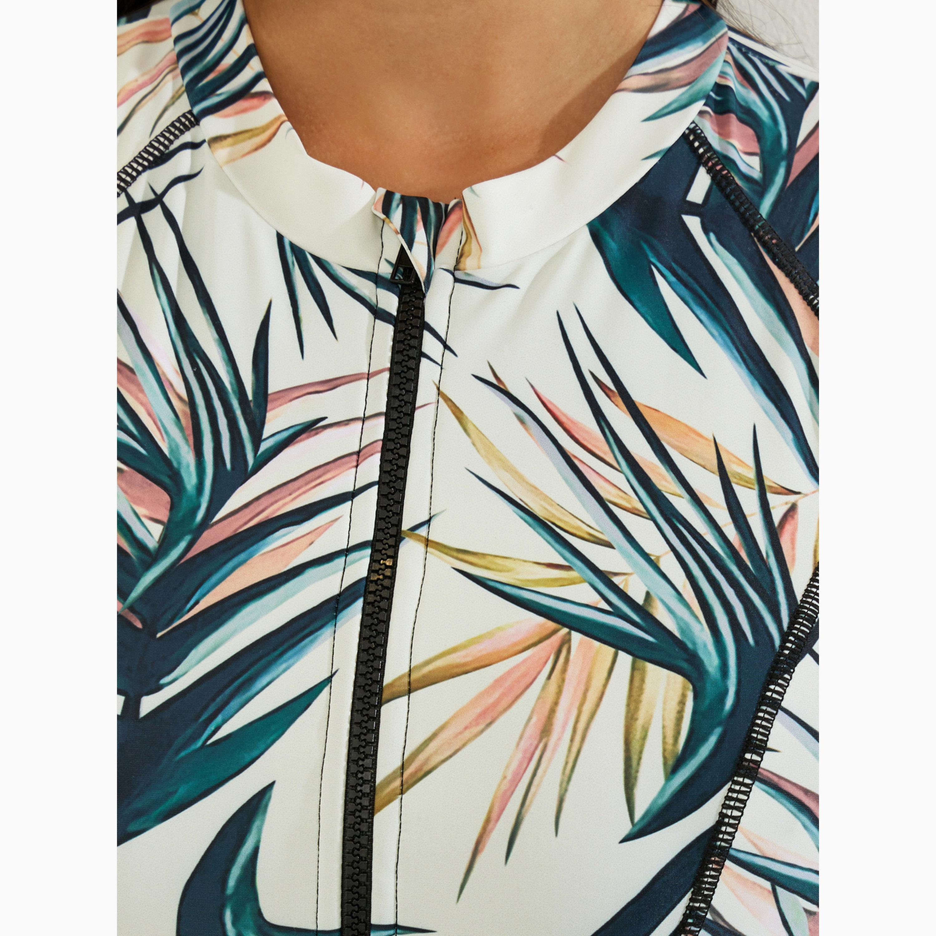 مجموعة بوركيني من تنورة لف مخيطة وبوركيني مطبوع بأكمام كاملة-women-clothing-swimandbeach-swim-burkinis-image-3