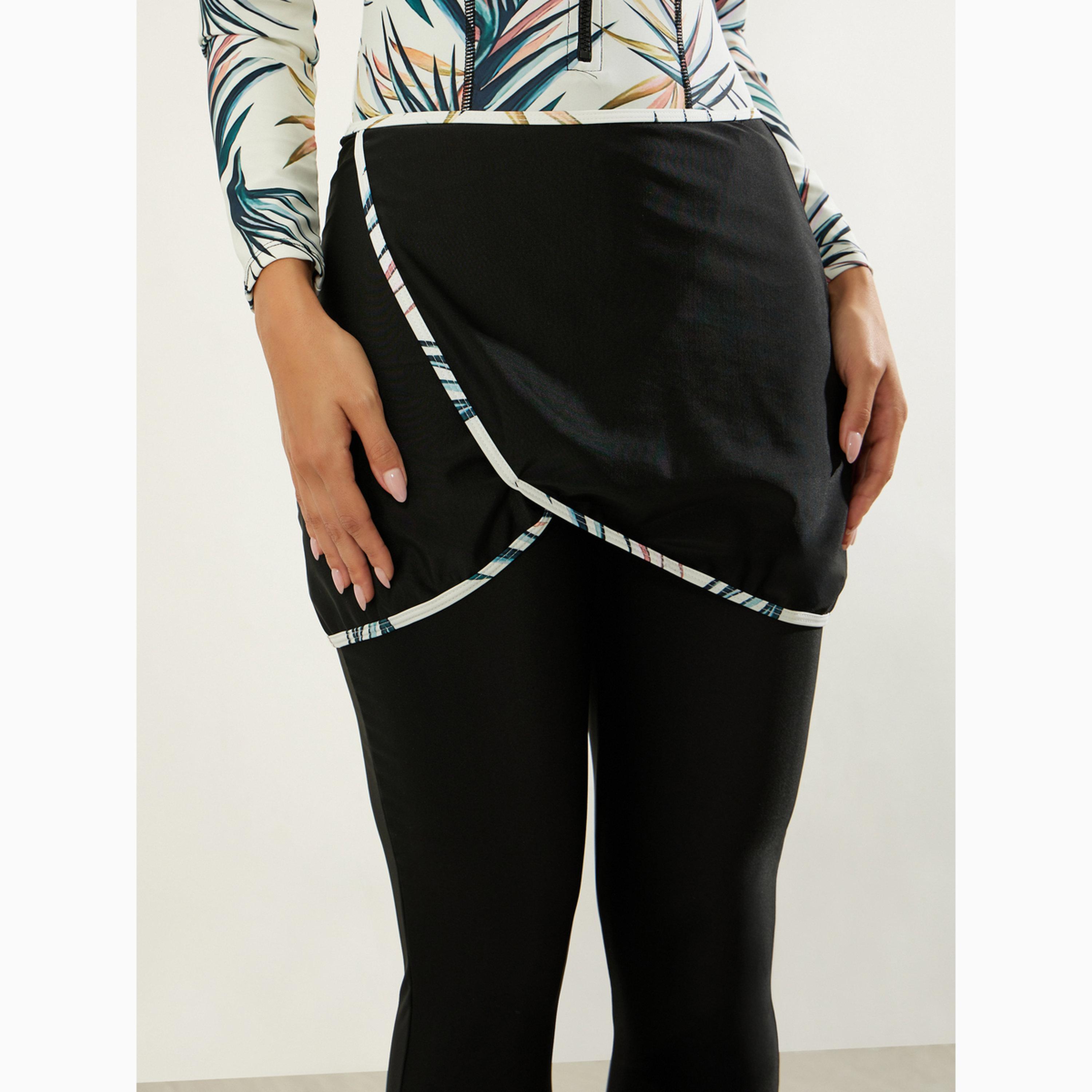 مجموعة بوركيني من تنورة لف مخيطة وبوركيني مطبوع بأكمام كاملة-women-clothing-swimandbeach-swim-burkinis-image-4