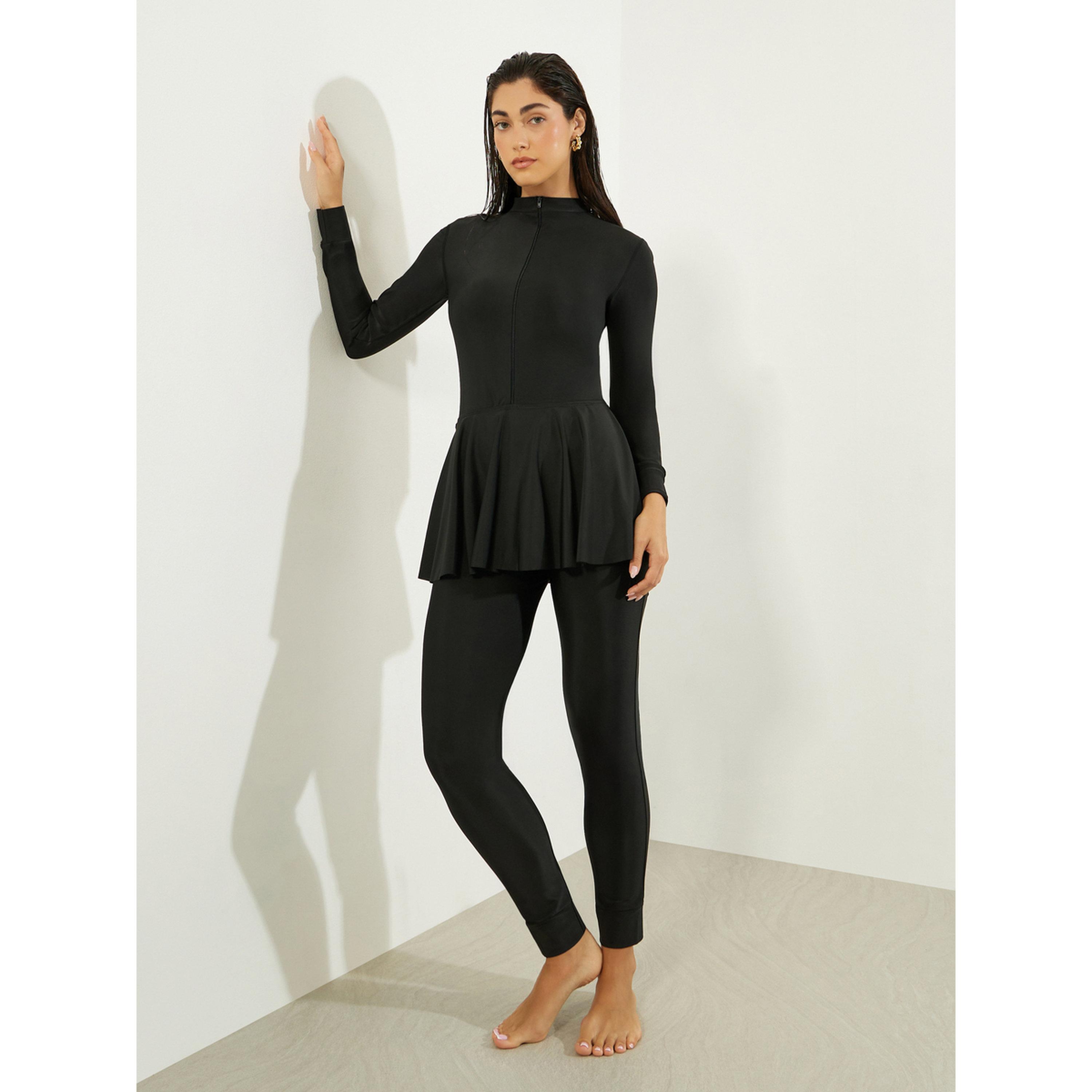 Styli Pack of 3 - Full Sleeve Burkini with Attached Skirt and Woven Marble Print Front Open Maxi Coverup-women-clothing-swimandbeach-swim-burkinis-image-1