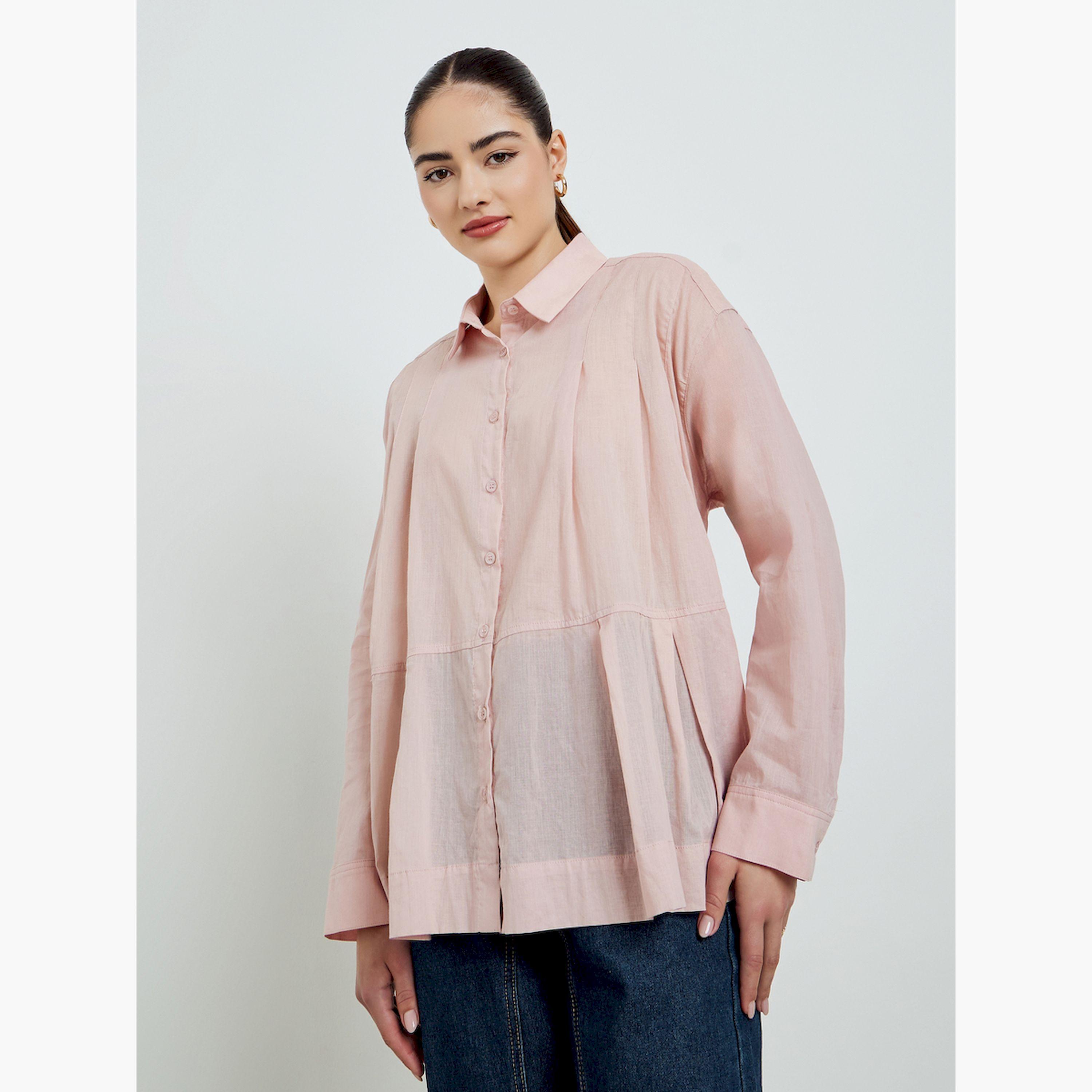 Styli Pink Oversized Long Sleeve Shirt-women-clothing-shirtsandblouses-shirts-image-3