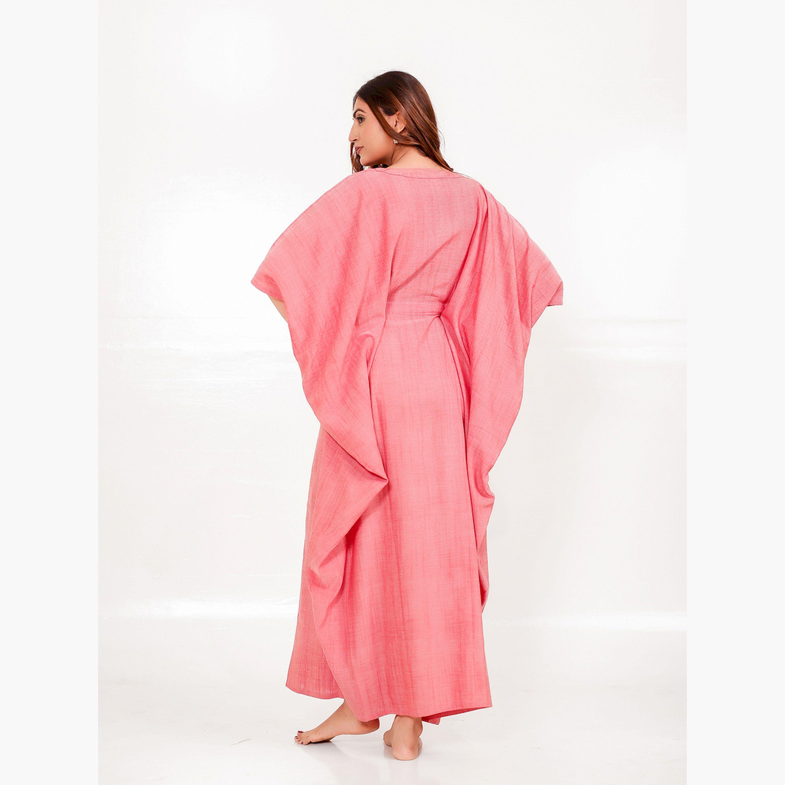 The Kaftan Company X Styli Rose Pink Kaftan Nightdress with Pockets-women-clothing-nightwear-nighties-image-5