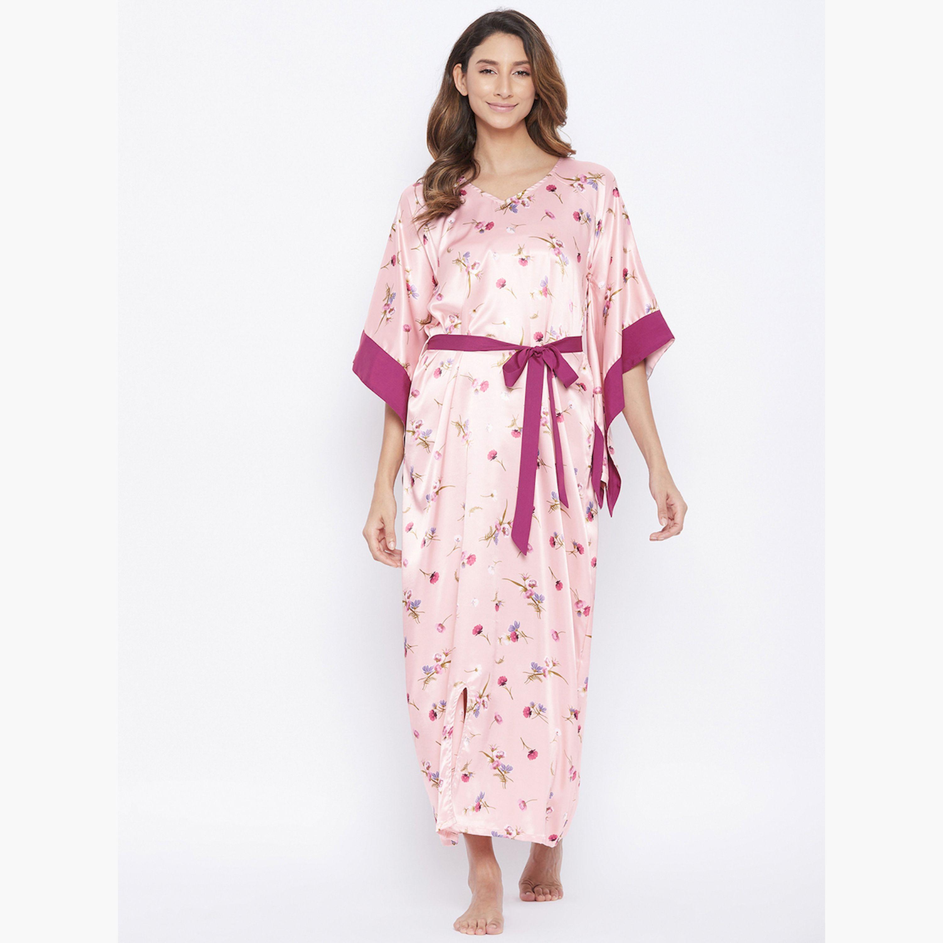 قميص نوم قفطان ساتان بنقشة الزهور-women-clothing-nightwear-nighties-image-2
