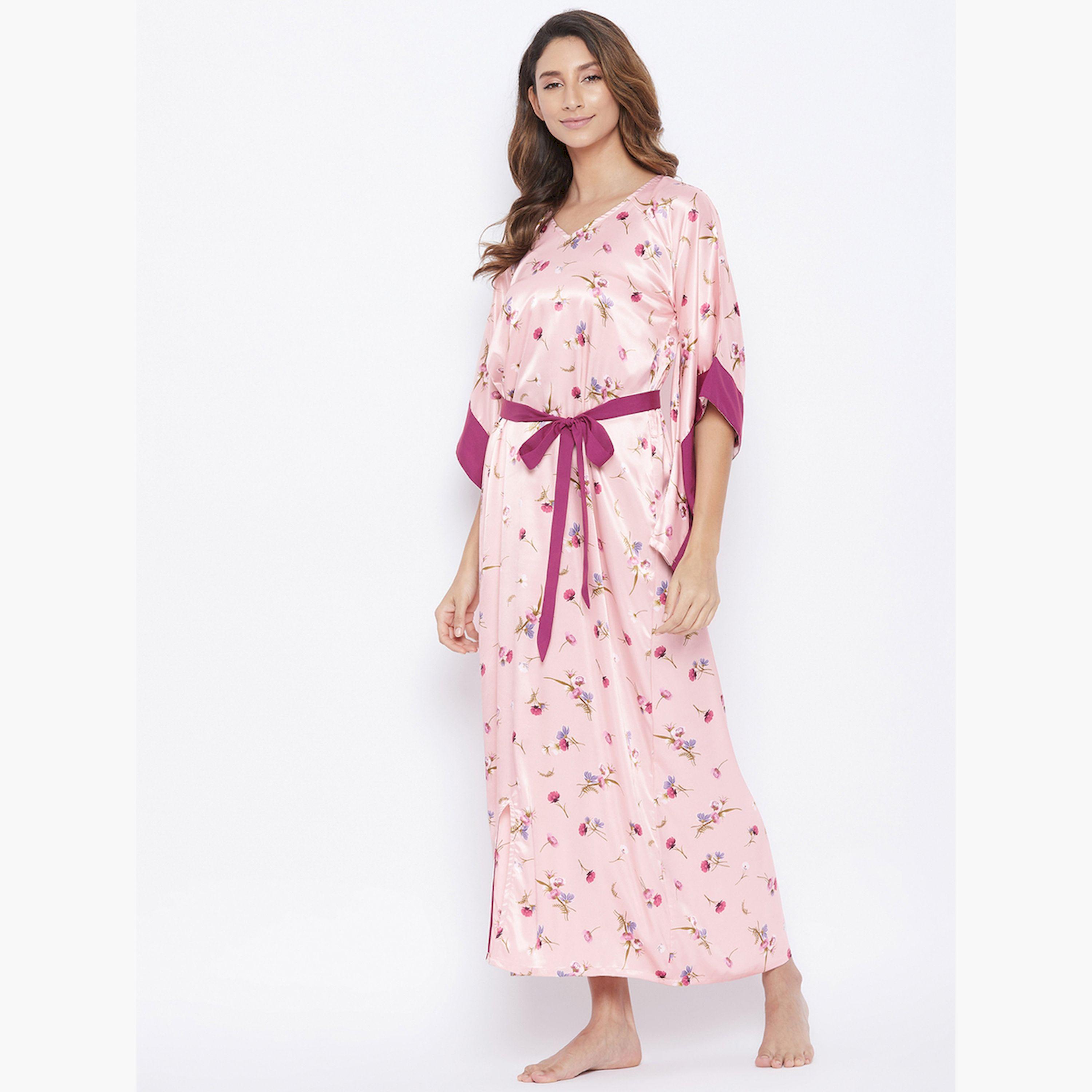 قميص نوم قفطان ساتان بنقشة الزهور-women-clothing-nightwear-nighties-image-3