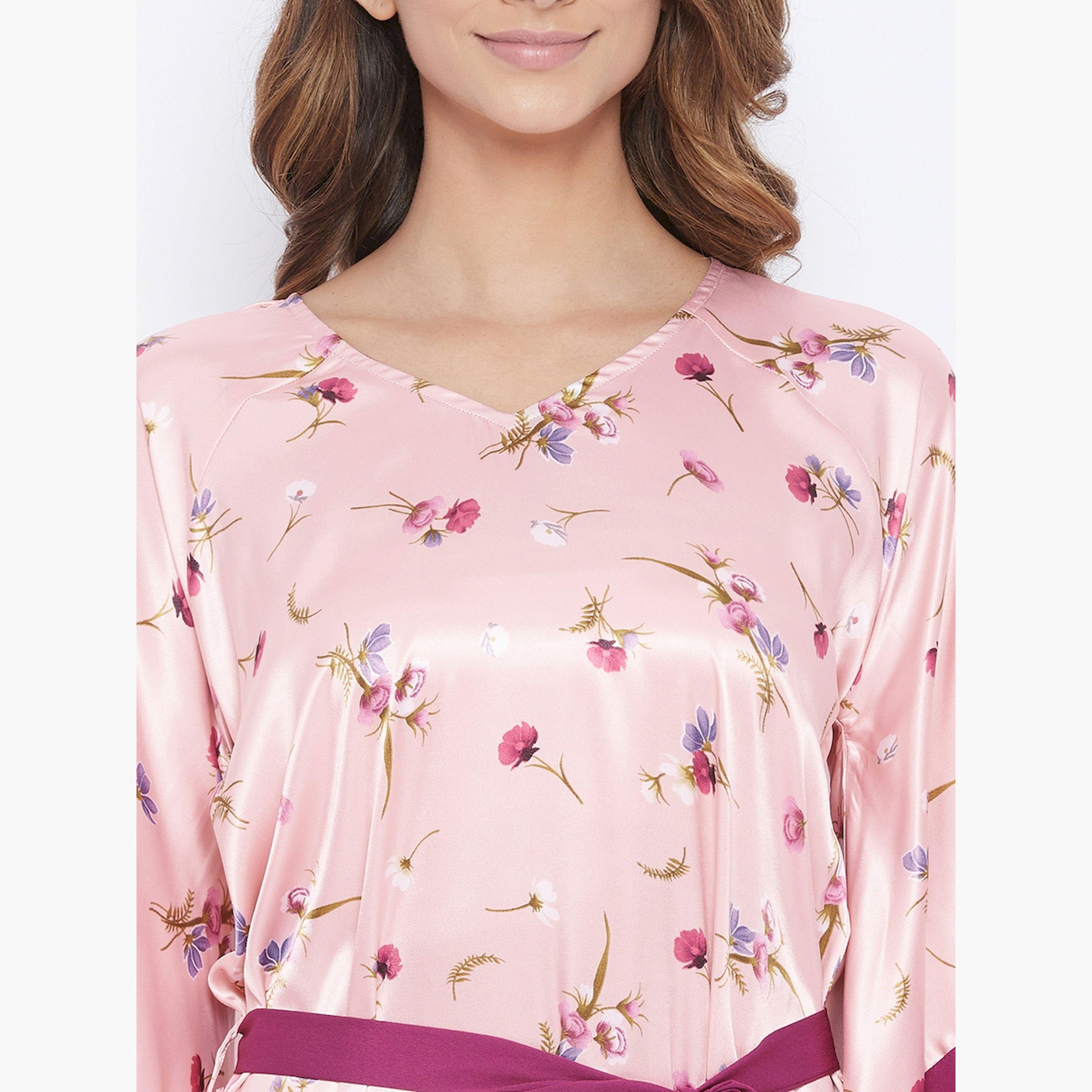 قميص نوم قفطان ساتان بنقشة الزهور-women-clothing-nightwear-nighties-image-5