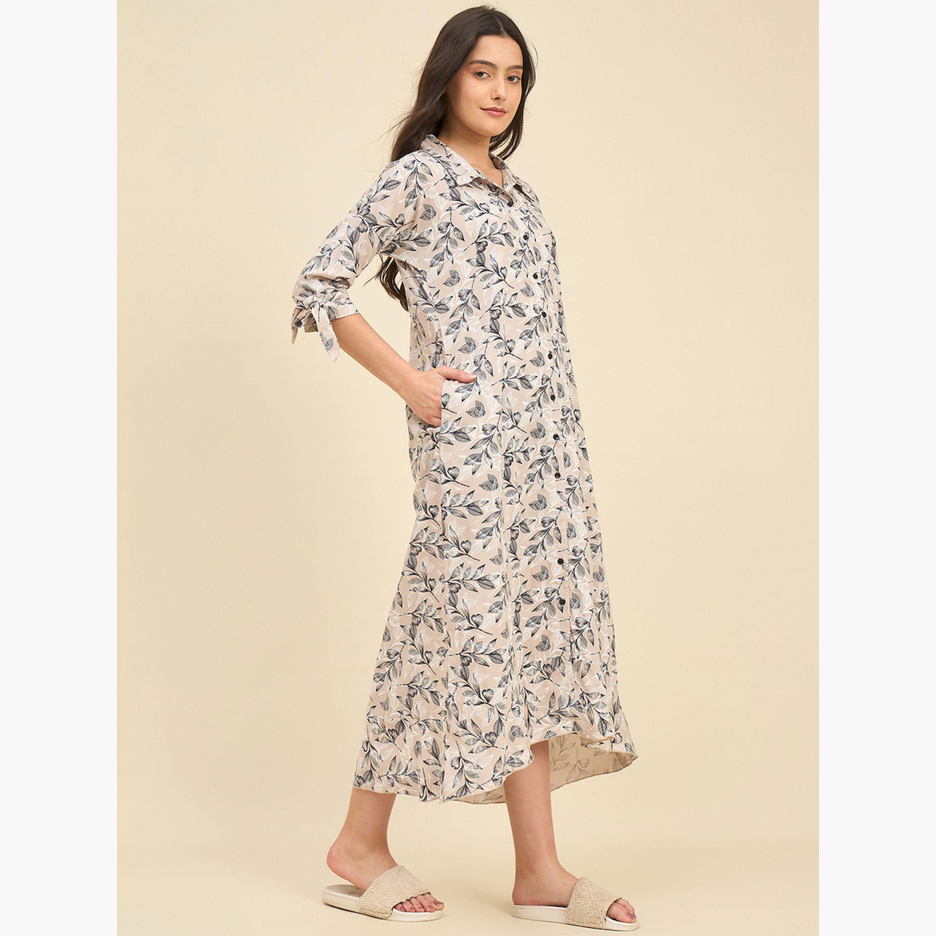 قميص نوم فيسكوز رايون بيج بنقشة الزهور-women-clothing-nightwear-nighties-image-3