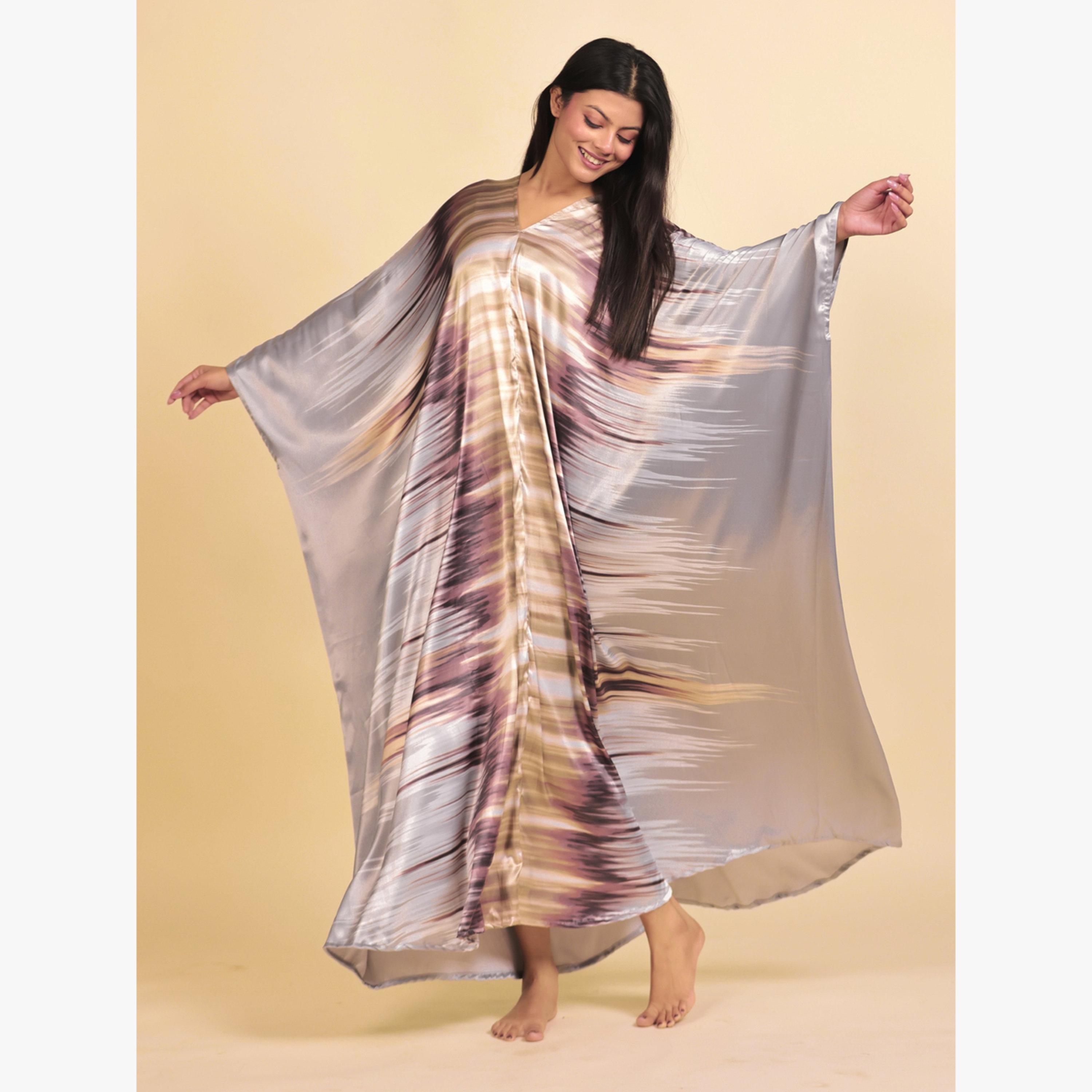 The Kaftan Company X Styli Iridescent Satin Elegant Night Free Size Kaftan-women-clothing-nightwear-nighties-image-3