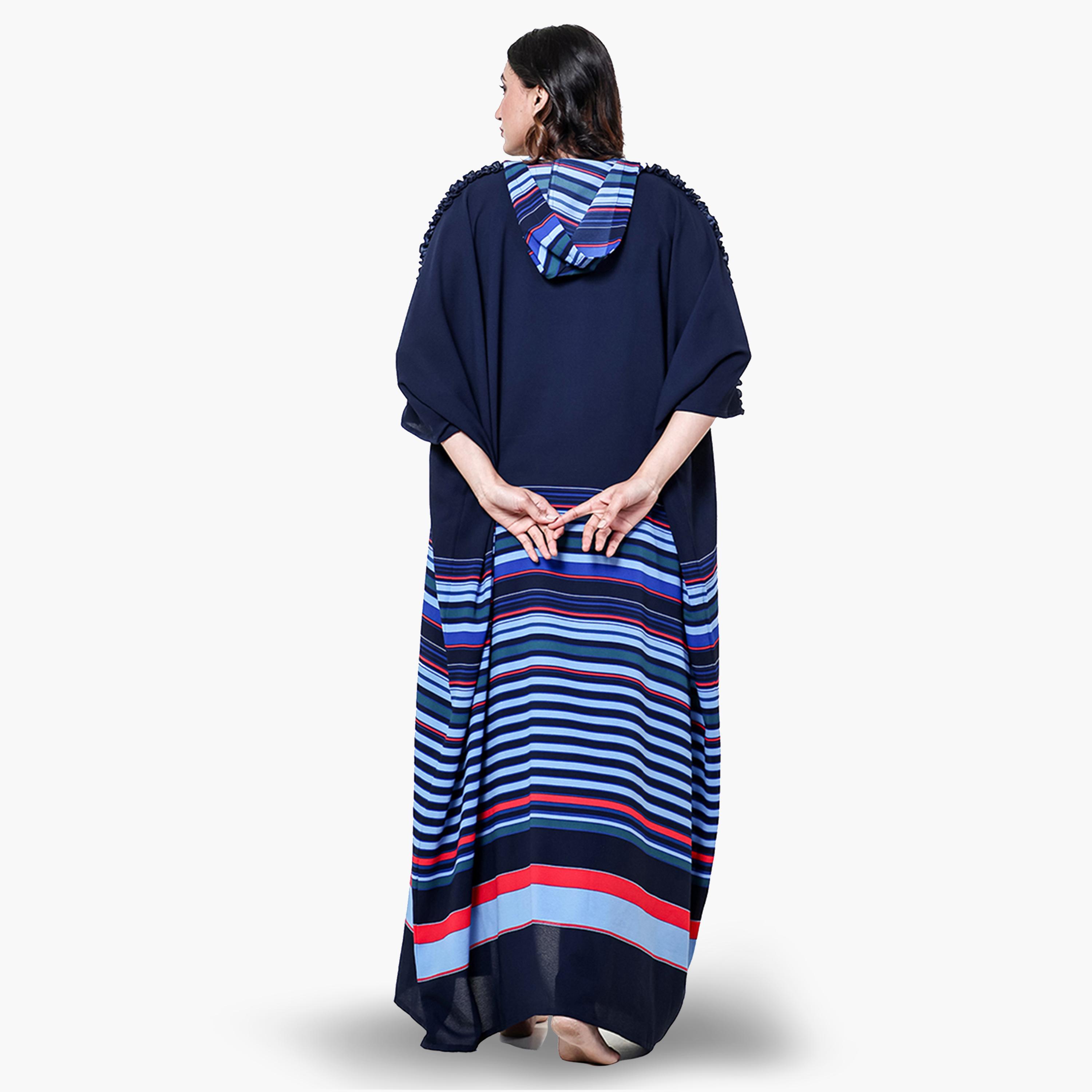 The Kaftan Company X Styli Blue Striped Hooded Kaftan Nightdress-women-clothing-nightwear-nighties-image-5