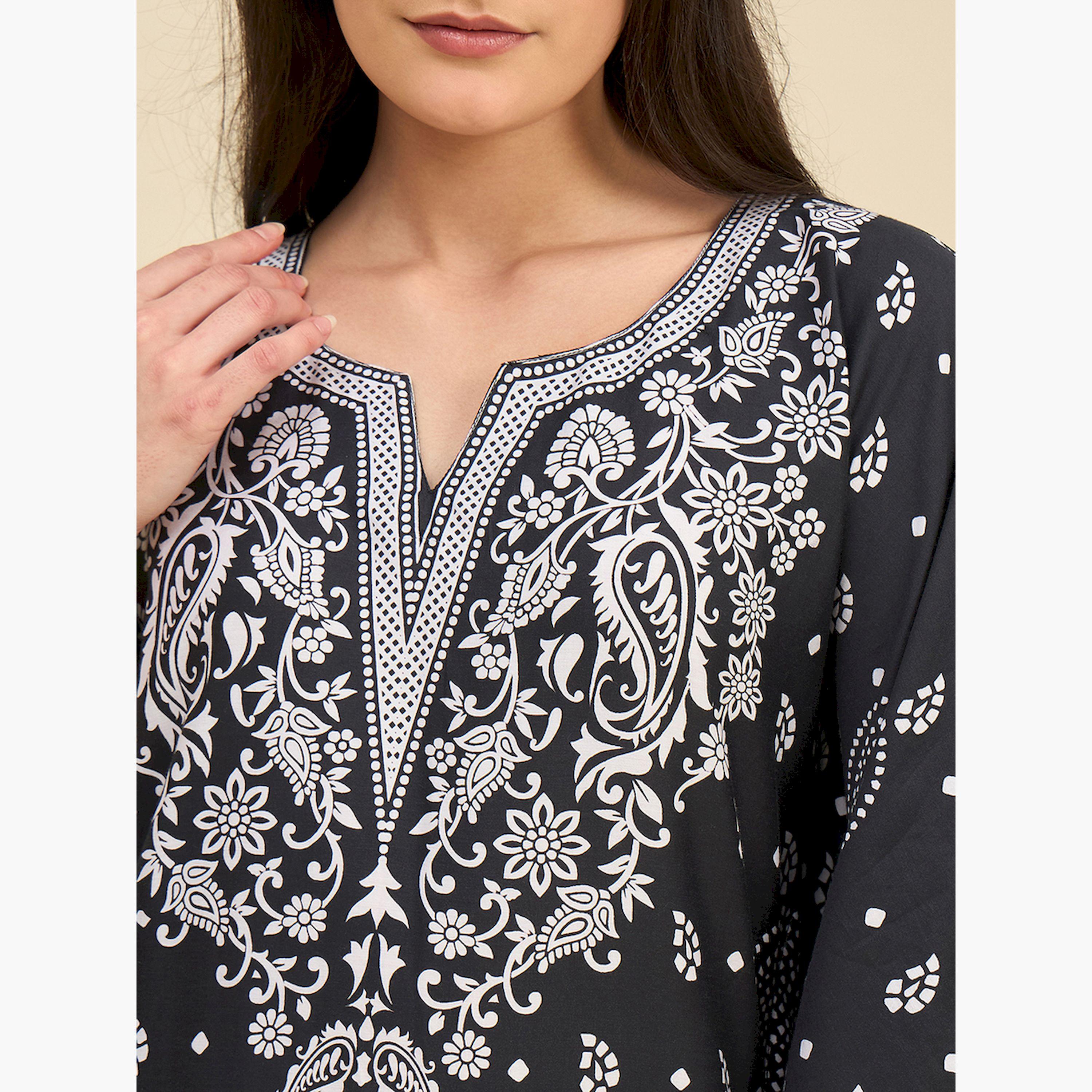 قميص نوم قفطان باللونين الأسود والأبيض-women-clothing-nightwear-nighties-image-5