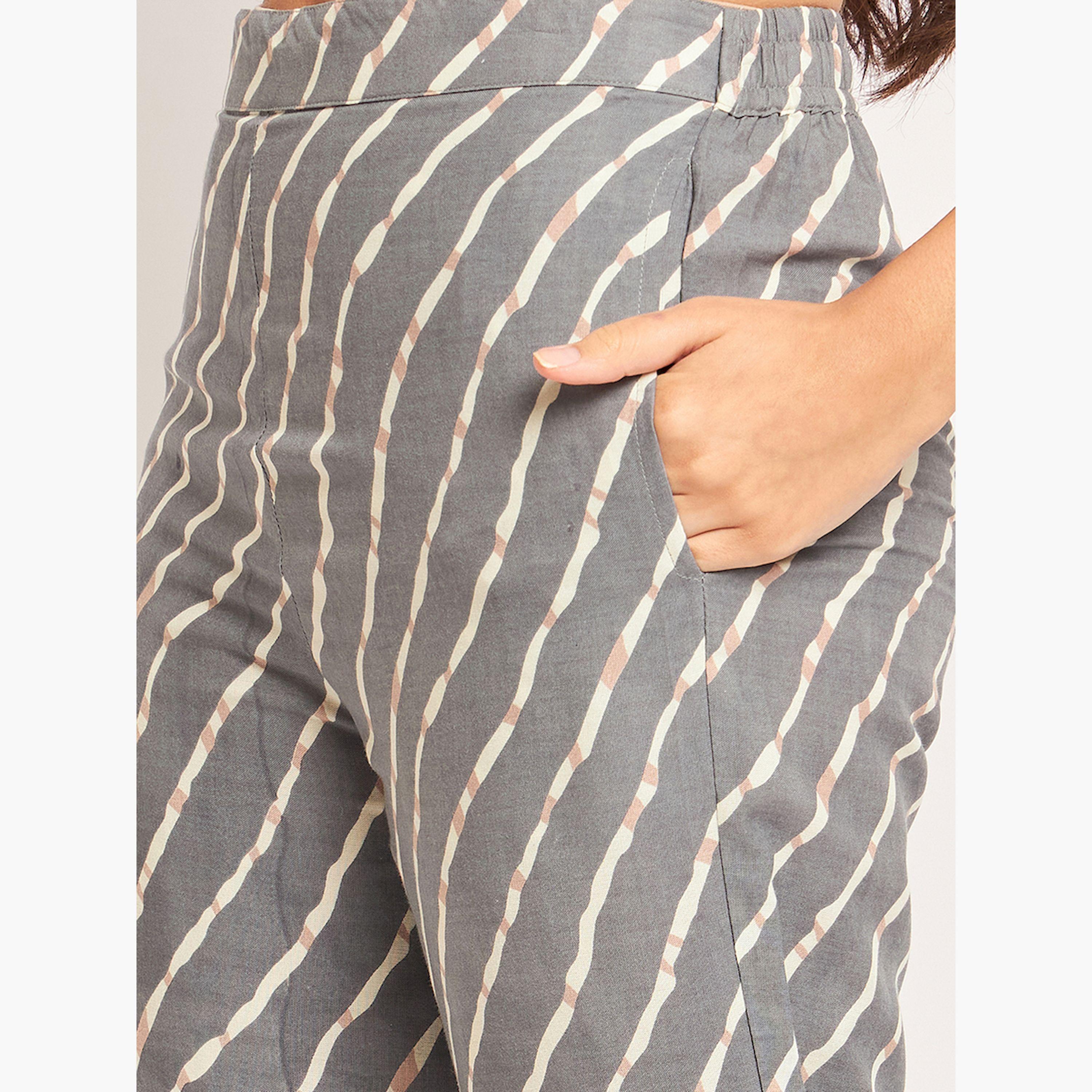 طقم قميص نوم قفطان رمادي بنقشة الزهور مع بنطال-women-clothing-nightwear-pyjamas-longsets-image-5
