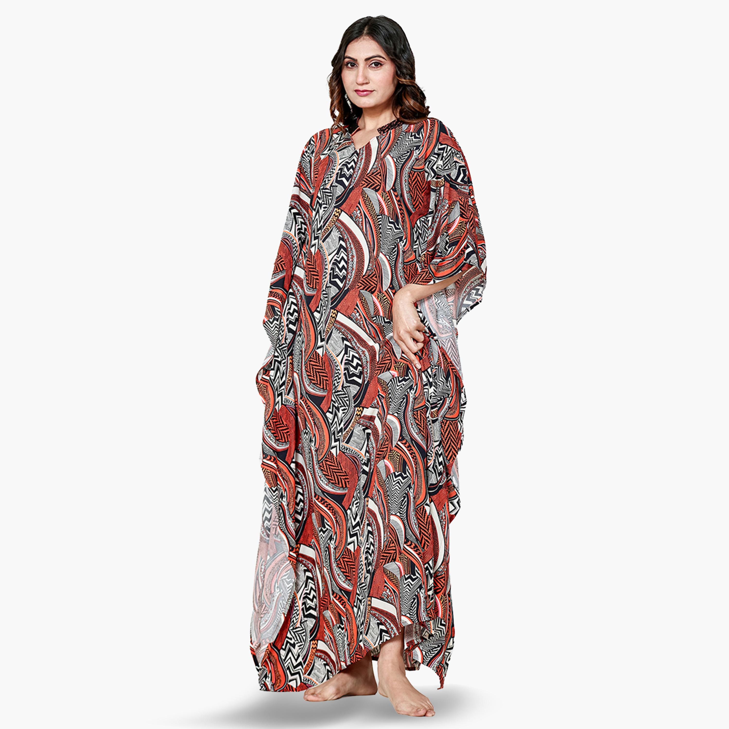 قميص نوم قفطان بطبعة كاملة-women-clothing-nightwear-nighties-image-2