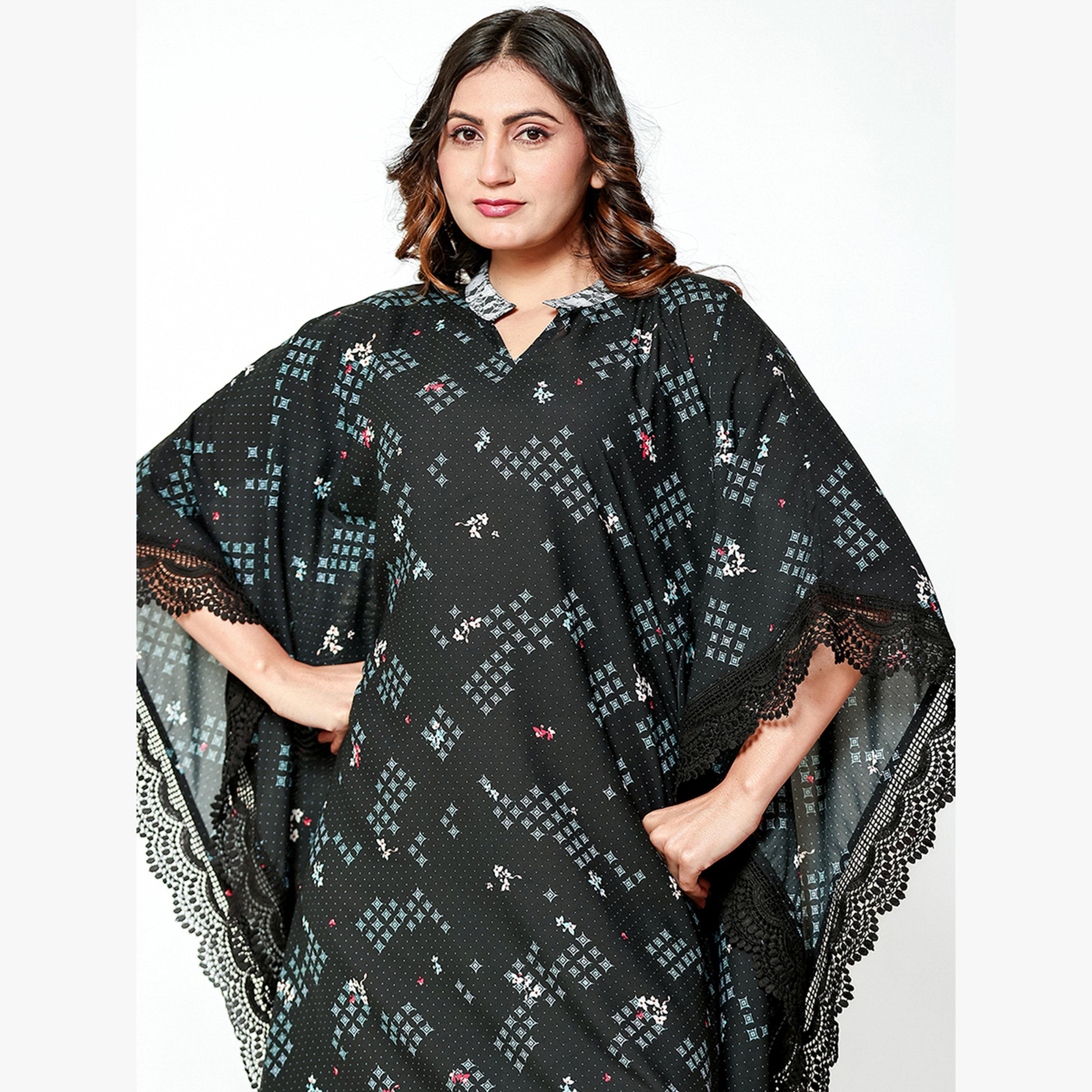 قميص نوم قفطان مطبوع بتفاصيل دانتيل-women-clothing-nightwear-nighties-image-3