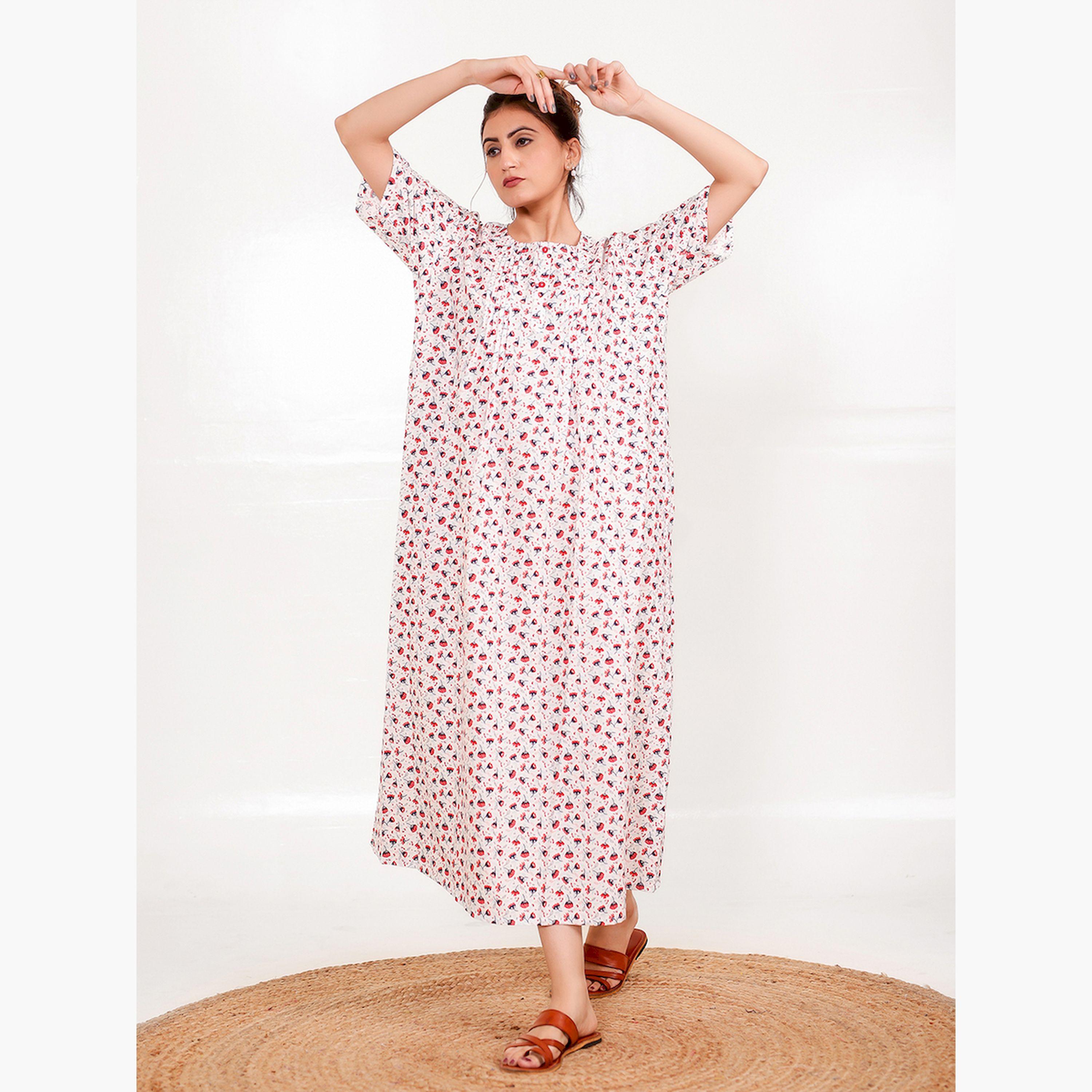 قميص نوم بأكمام قصيرة ونقشة الزهور-women-clothing-nightwear-nighties-image-1