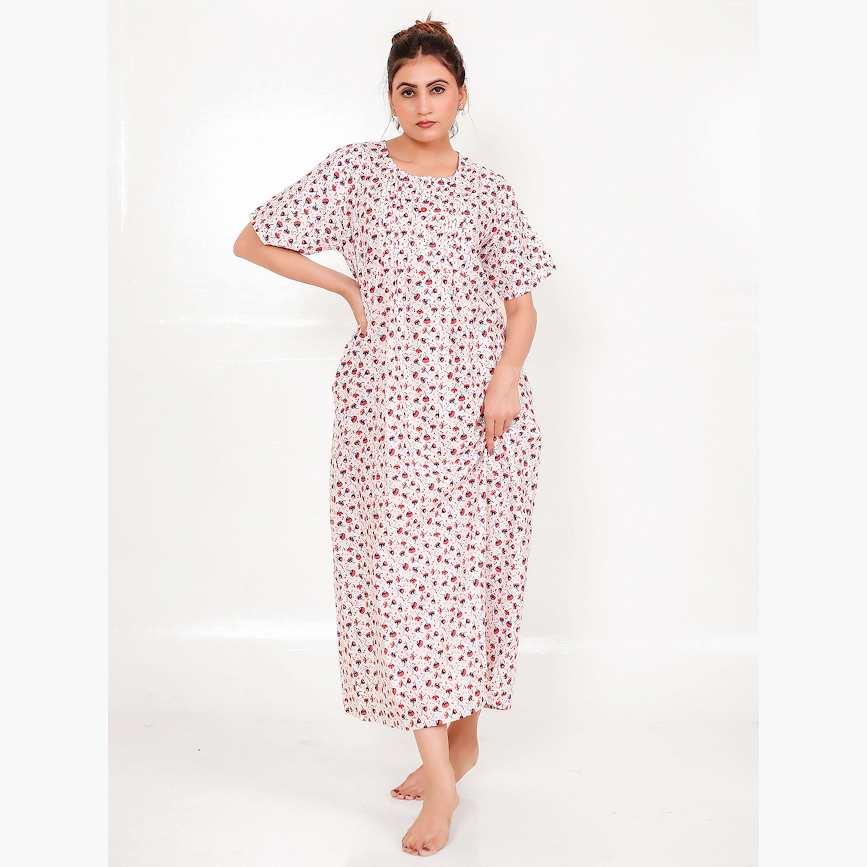 قميص نوم بأكمام قصيرة ونقشة الزهور-women-clothing-nightwear-nighties-image-2