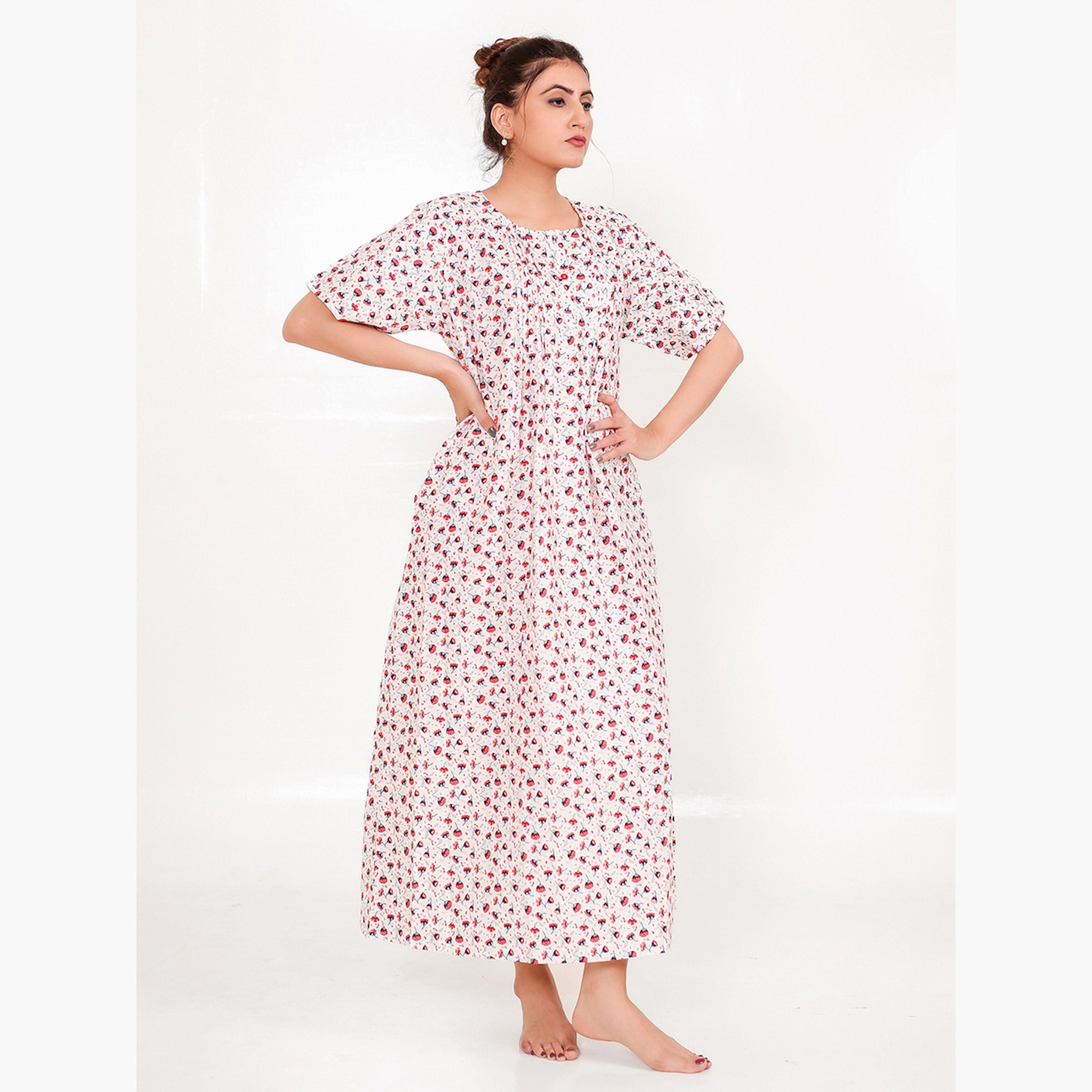 قميص نوم بأكمام قصيرة ونقشة الزهور-women-clothing-nightwear-nighties-image-3