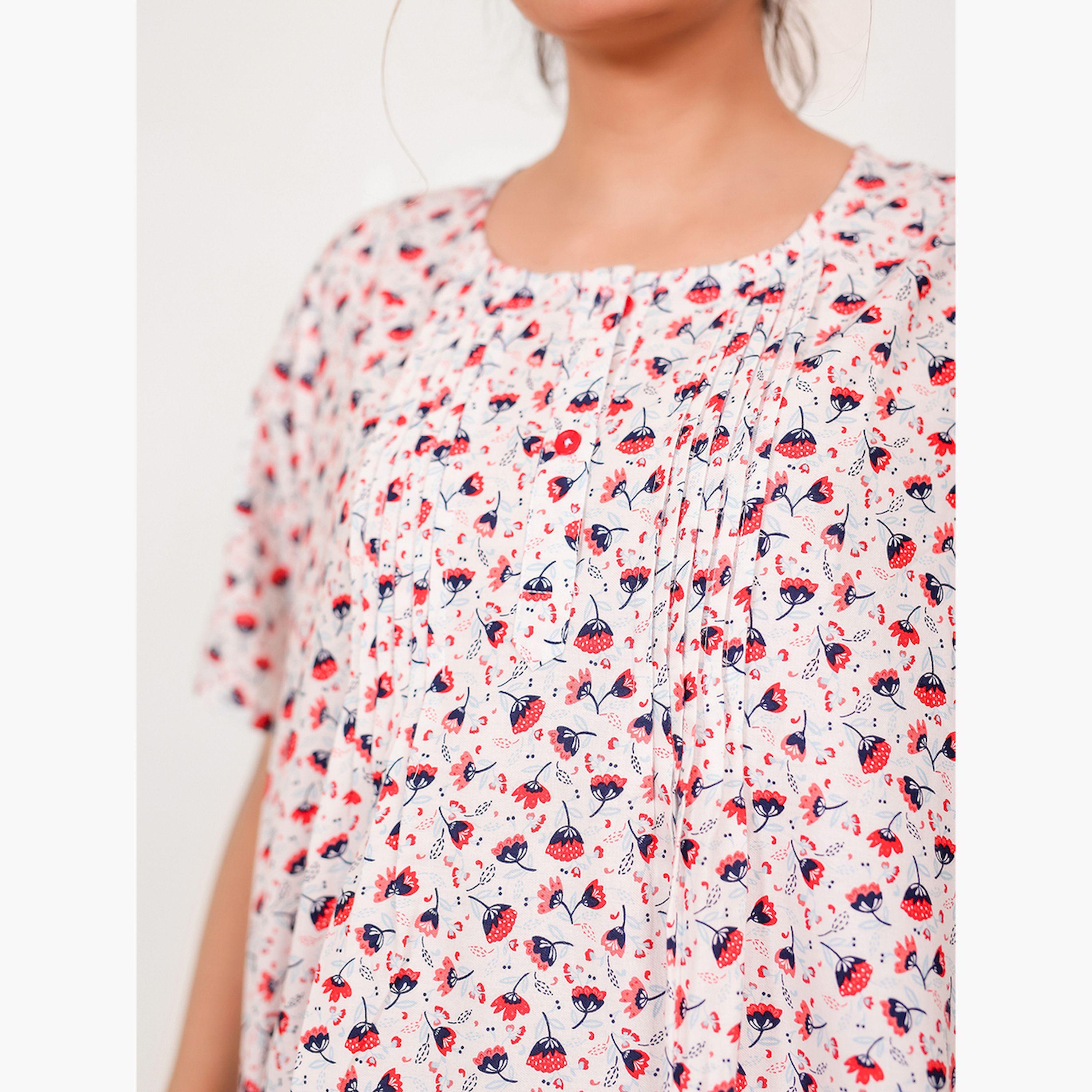 قميص نوم بأكمام قصيرة ونقشة الزهور-women-clothing-nightwear-nighties-image-5