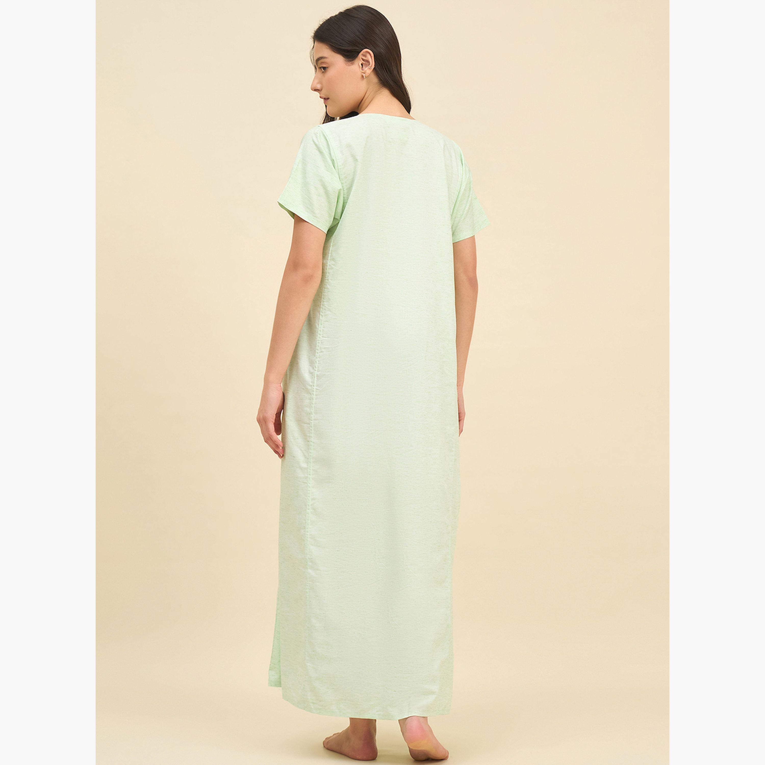قميص نوم فيسكوز منمق بكسرات-women-clothing-nightwear-nighties-image-4