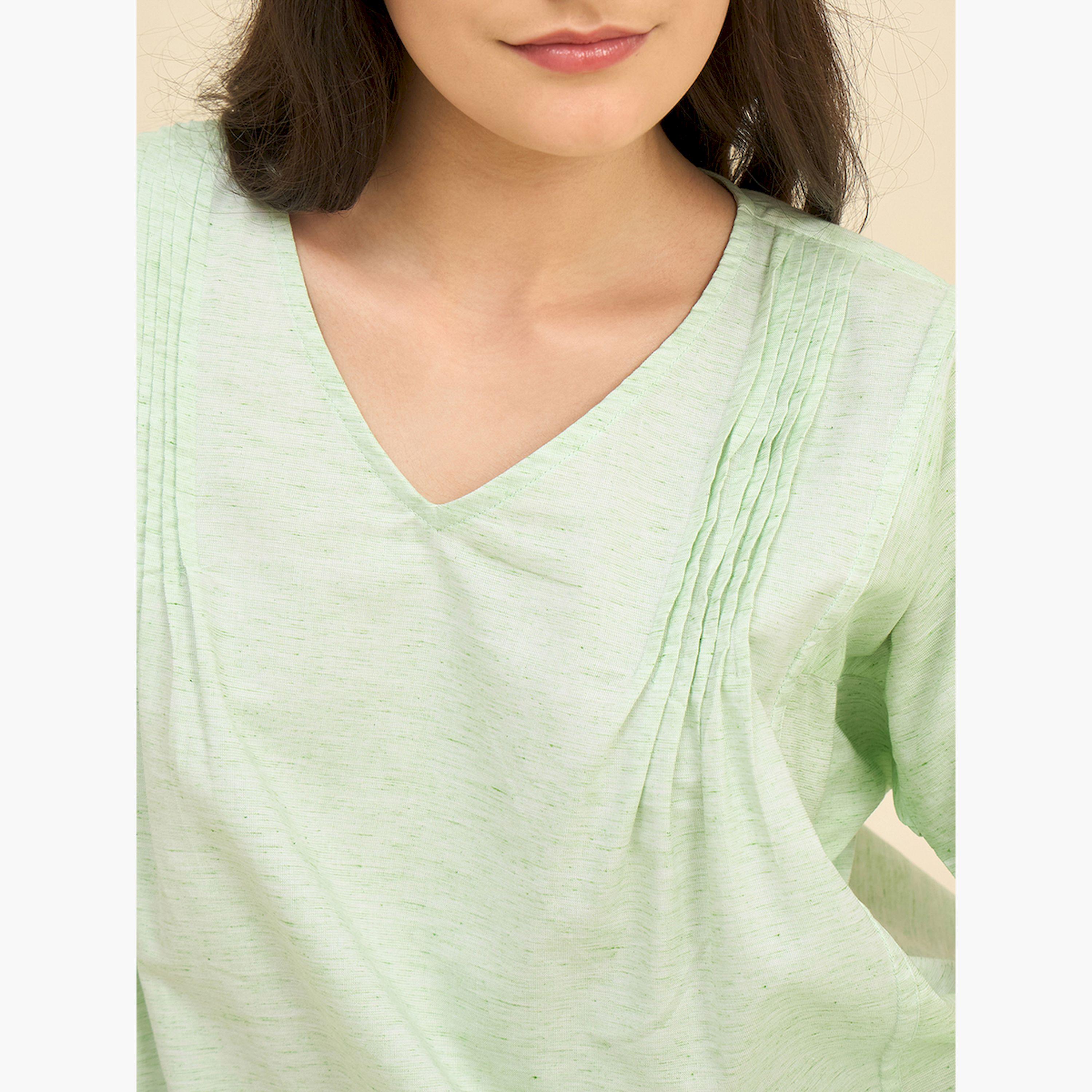 قميص نوم فيسكوز منمق بكسرات-women-clothing-nightwear-nighties-image-5