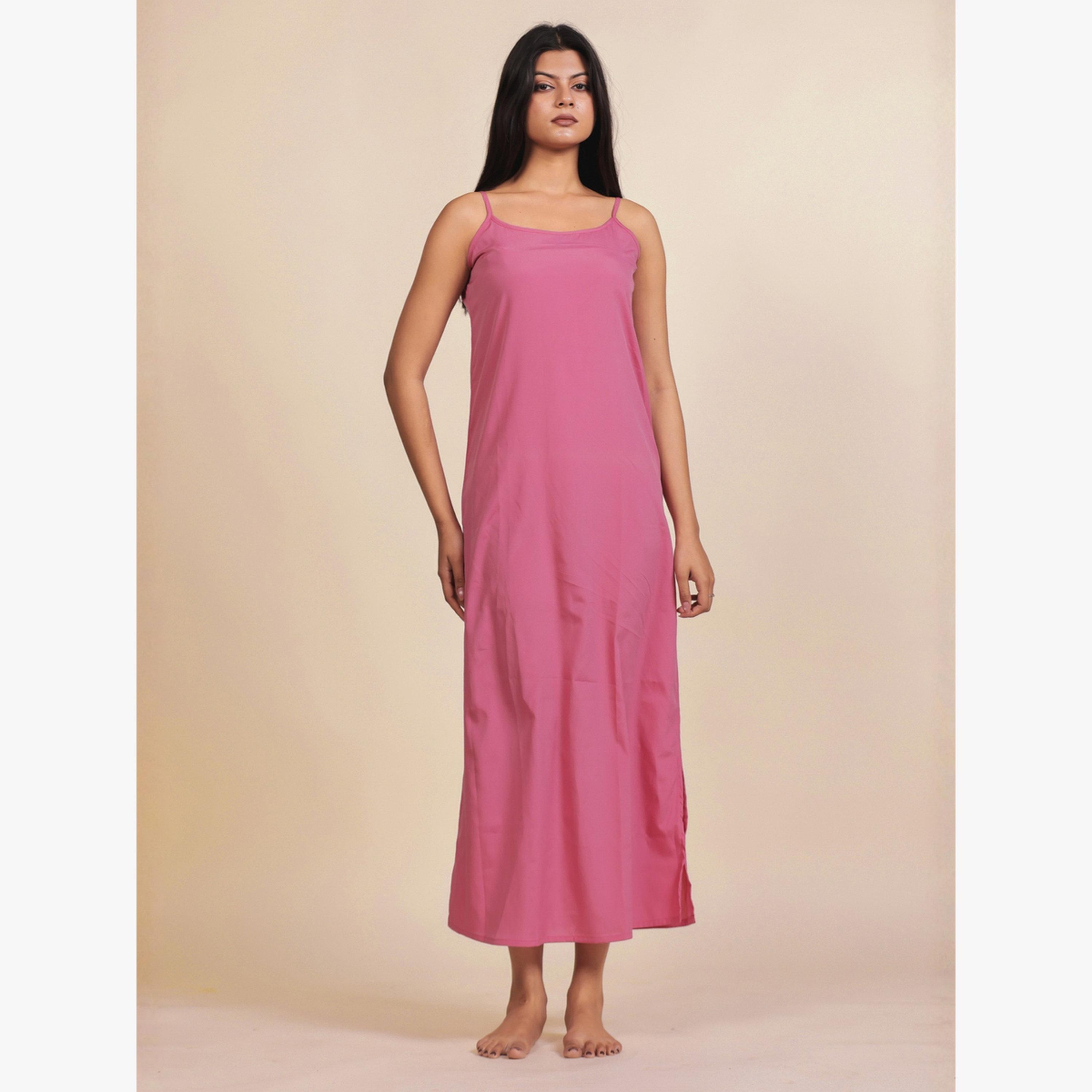 The Kaftan Company X Styli Pink Floral Georgette Kaftan Dress with Inner Slip-women-clothing-nightwear-nighties-image-5