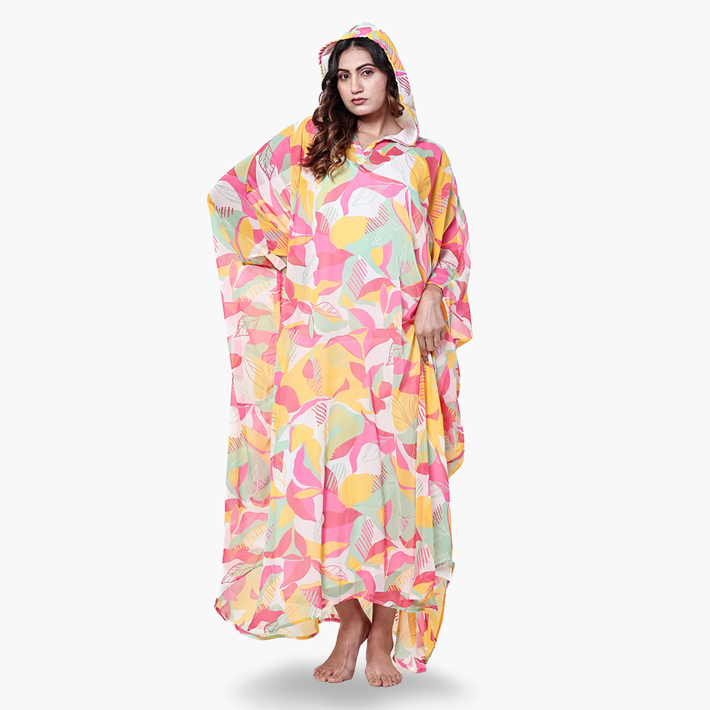 قميص نوم قفطان جورجيت بغطاء رأس مع قطعة داخلية-women-clothing-nightwear-nighties-image-1