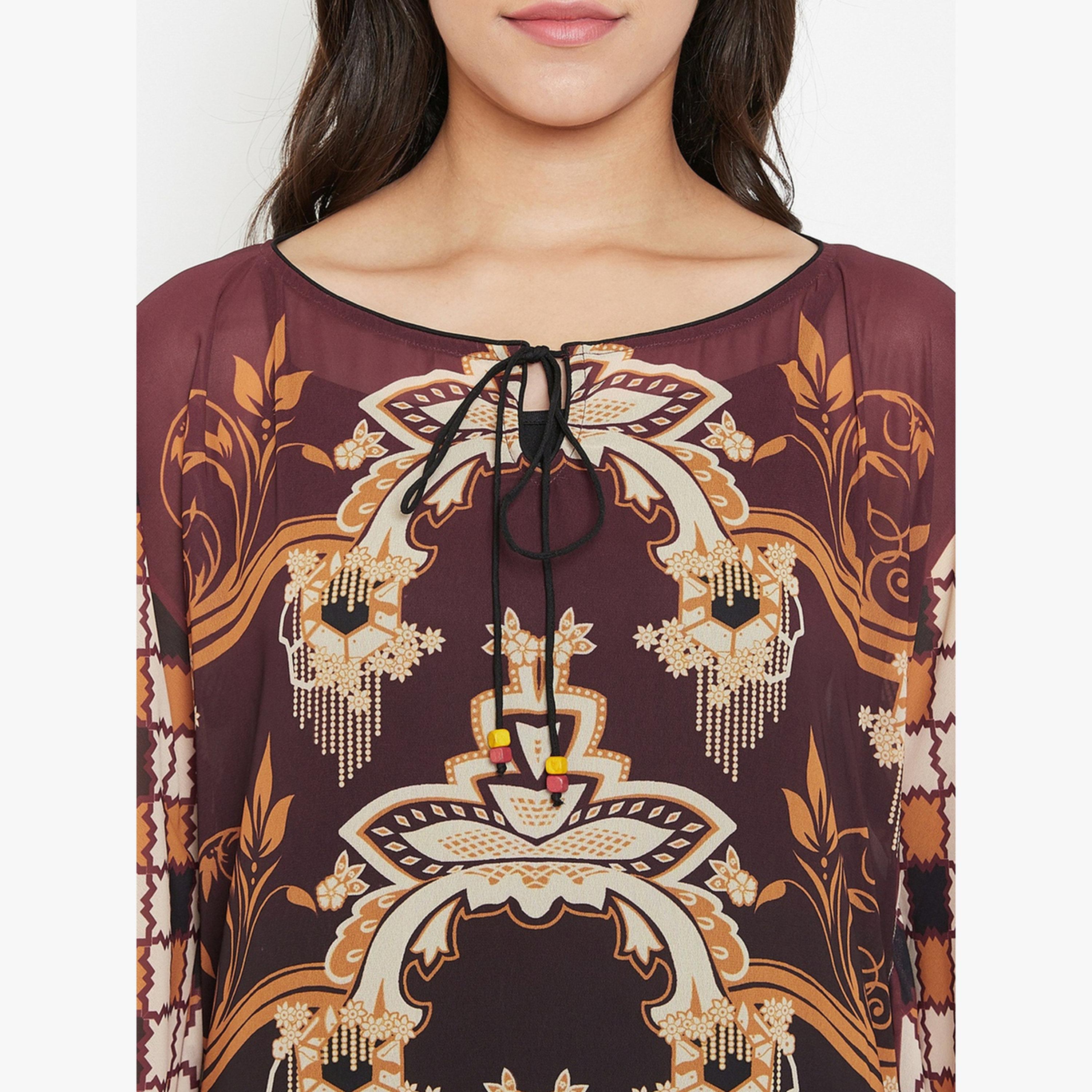 فستان قفطان جورجيت مطبوع مع فستان داخلي-women-clothing-nightwear-nighties-image-6