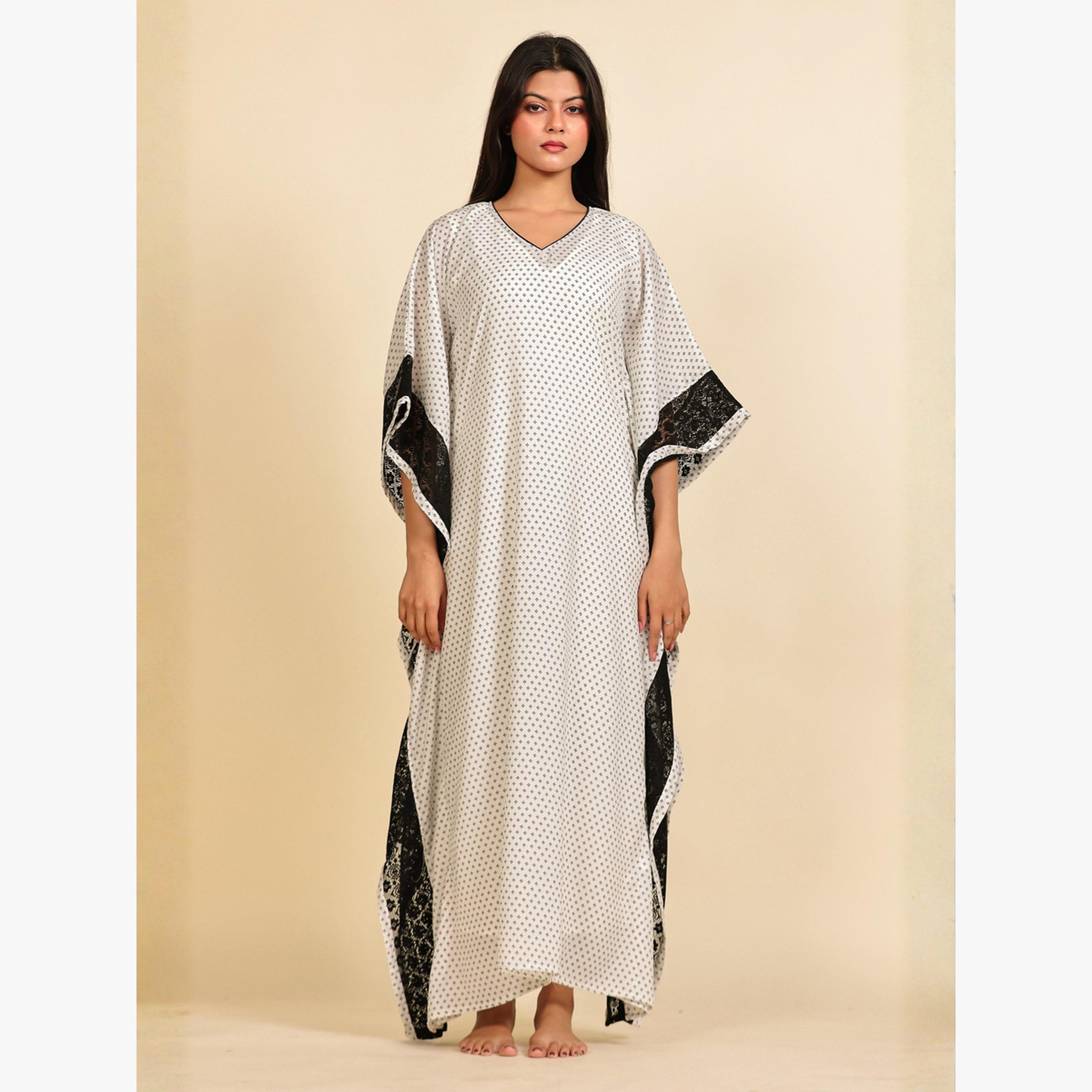 قفطان جورجيت مطبوع مع فستان داخلي-women-clothing-nightwear-nighties-image-1
