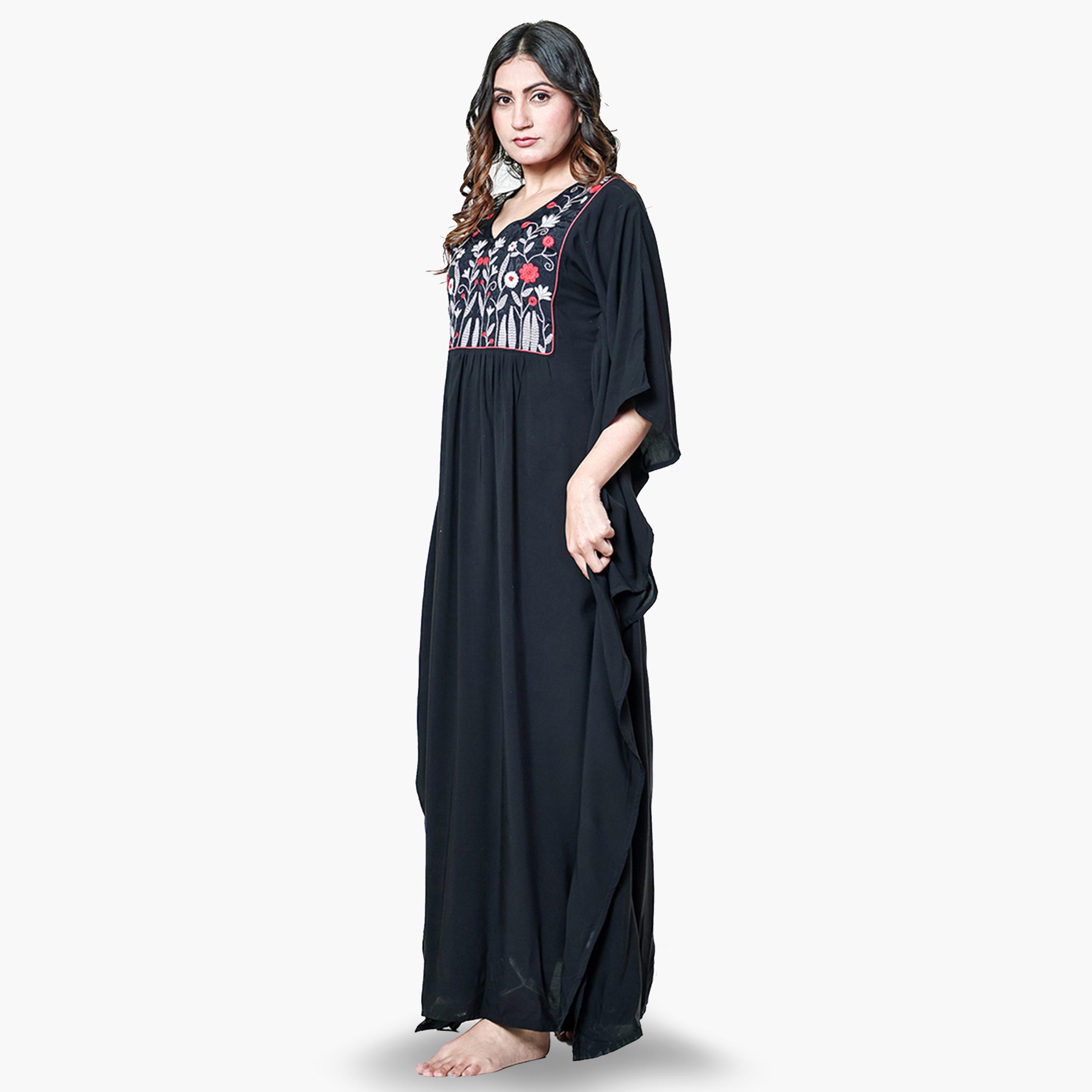 قميص نوم قفطان مودال مطرز-women-clothing-nightwear-nighties-image-2