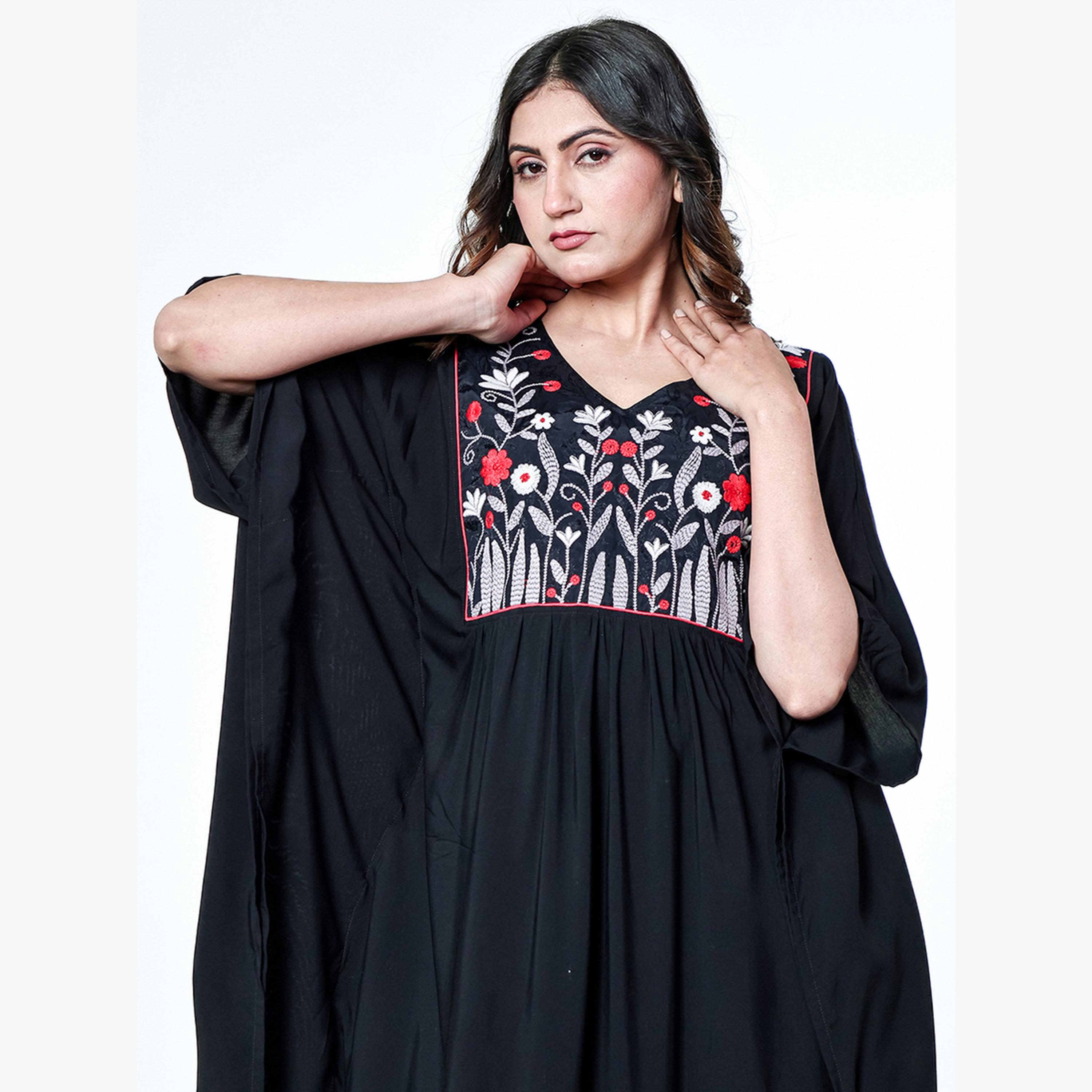 قميص نوم قفطان مودال مطرز-women-clothing-nightwear-nighties-image-3