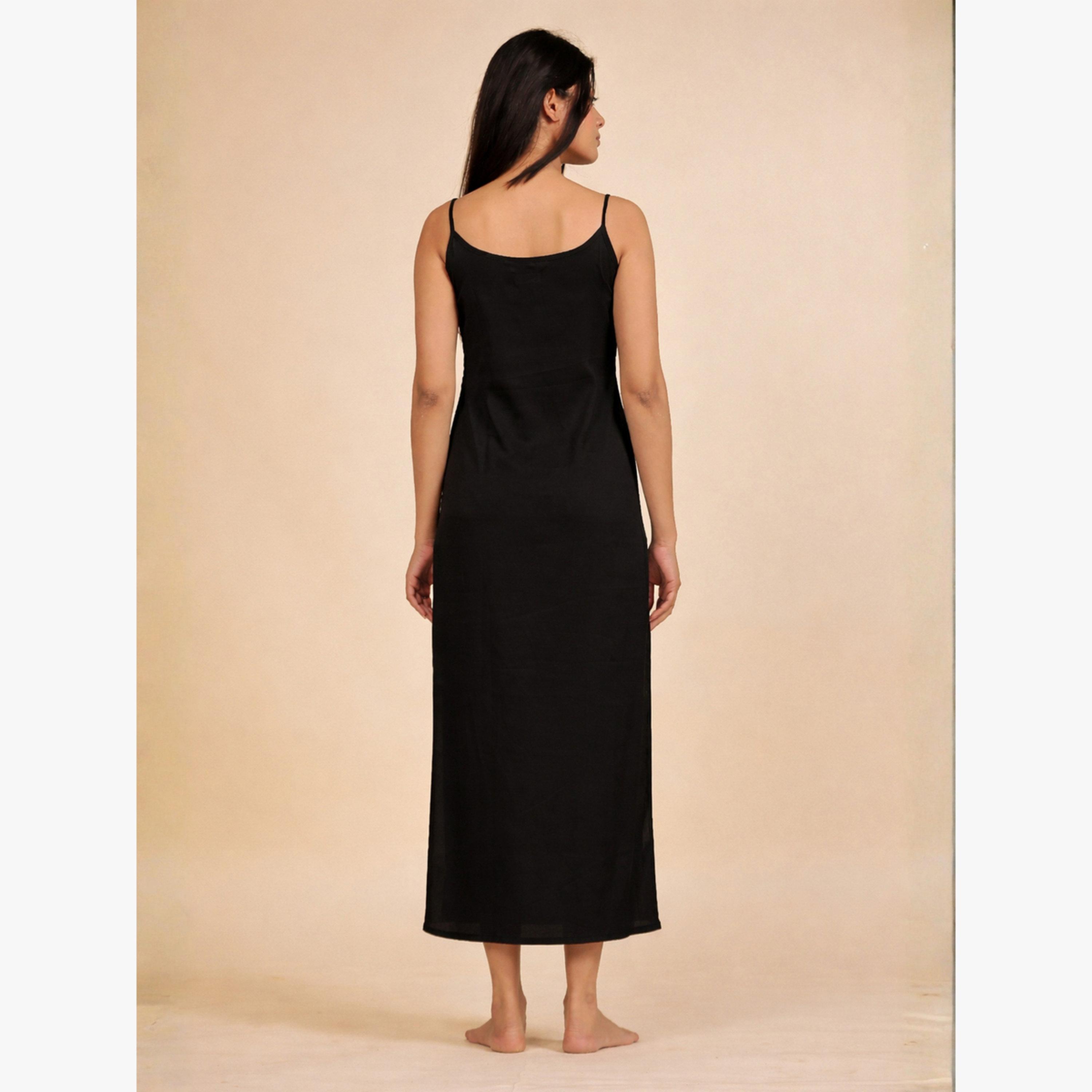 The Kaftan Company X Styli Black Floral Georgette Kaftan Dress with Inner Slip-women-clothing-nightwear-nighties-image-3