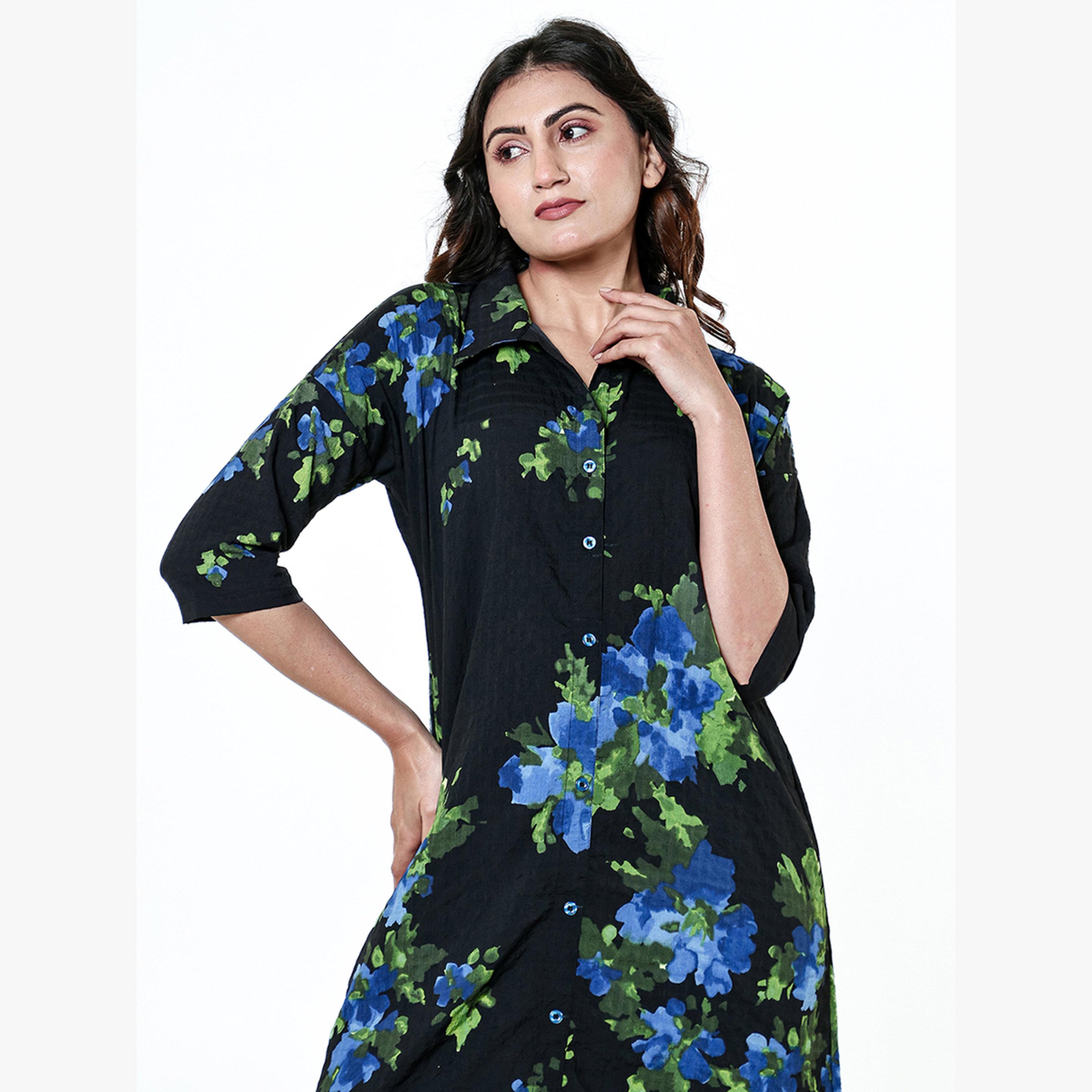 قميص نوم بأكمام 3/4 وطبعة زهور-women-clothing-nightwear-nighties-image-3
