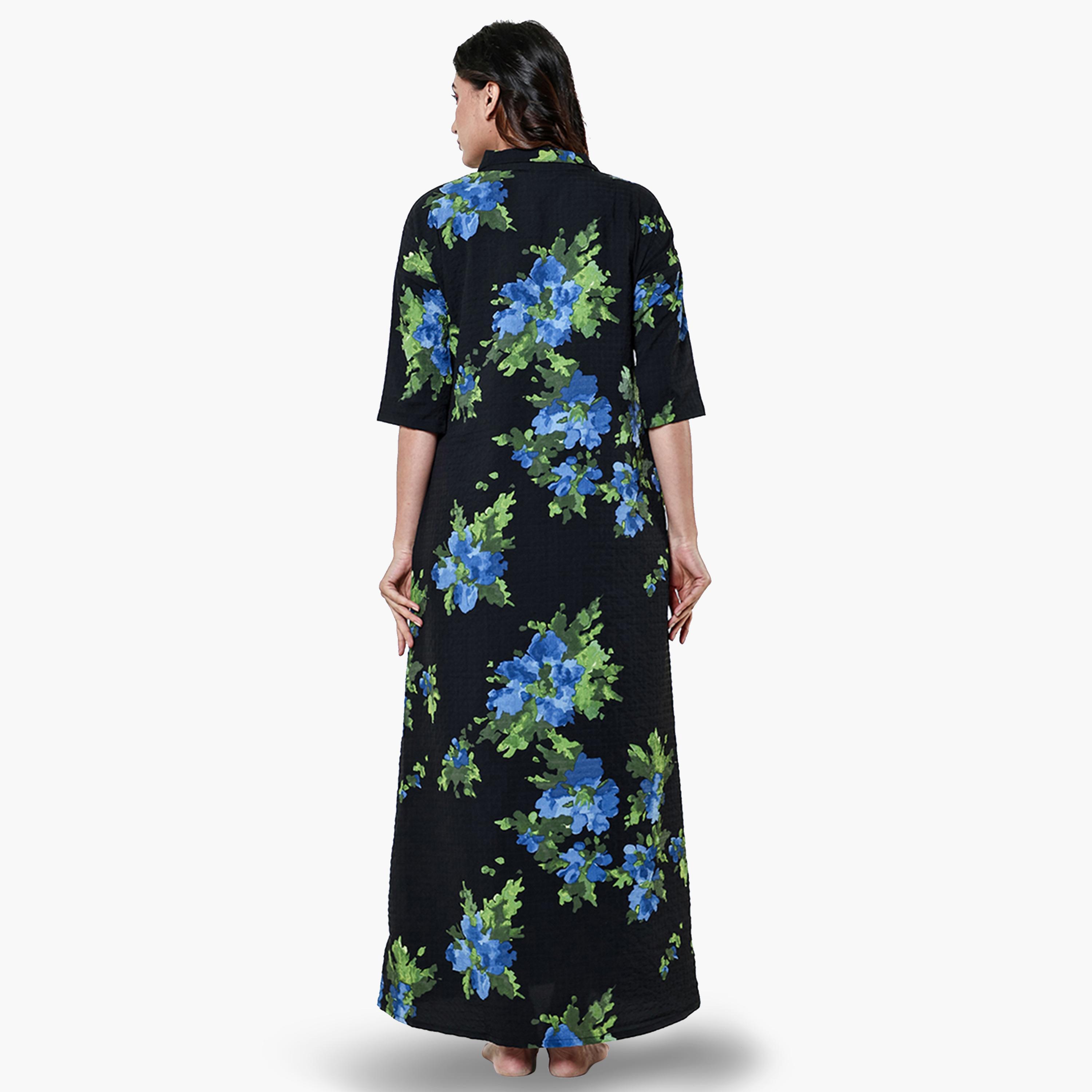 قميص نوم بأكمام 3/4 وطبعة زهور-women-clothing-nightwear-nighties-image-4