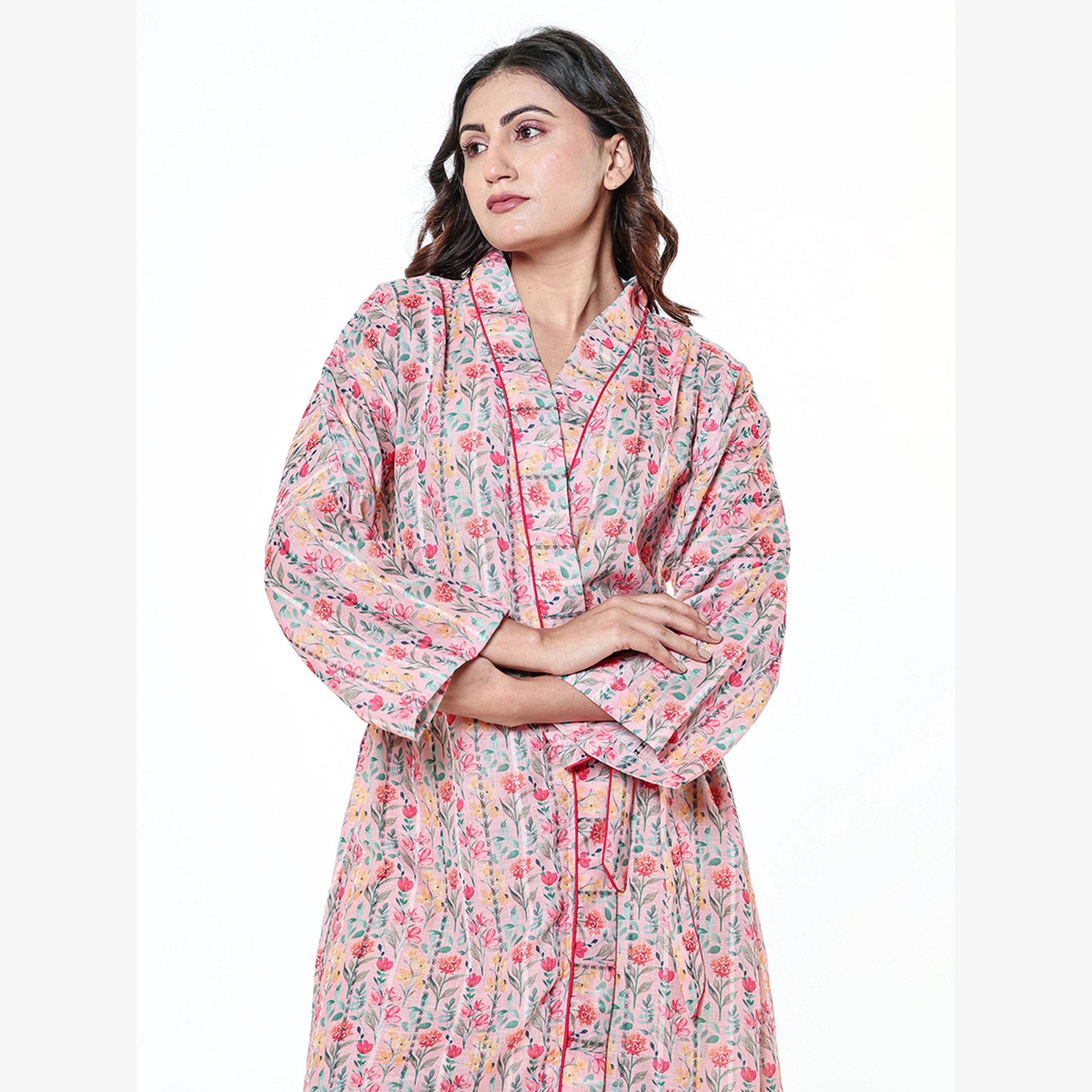 روب بأكمام طويلة وطبعة زهور-women-clothing-nightwear-robes-image-3