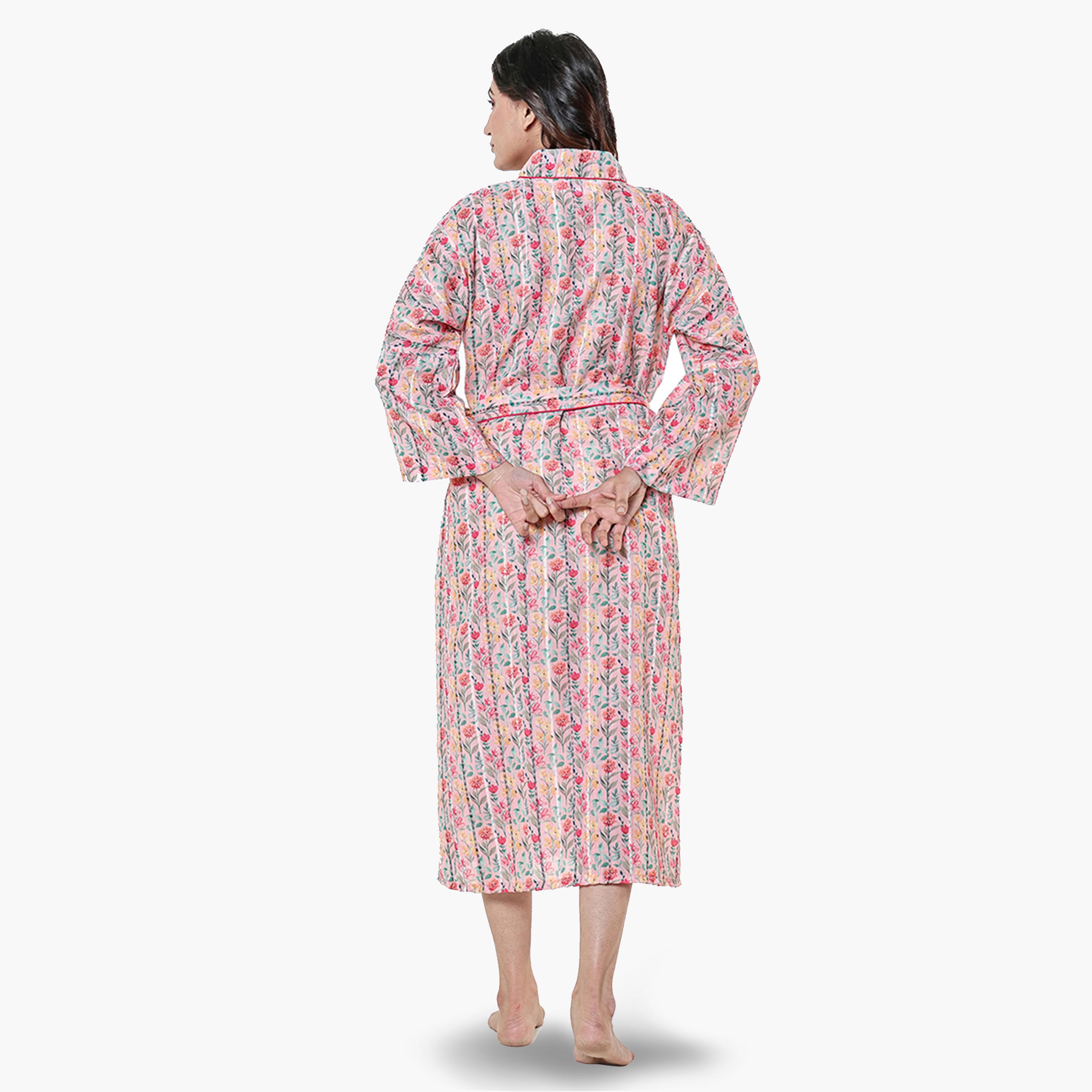 The Kaftan Company X Styli Pink Floral Print Long Sleeve Robe-women-clothing-nightwear-robes-image-4