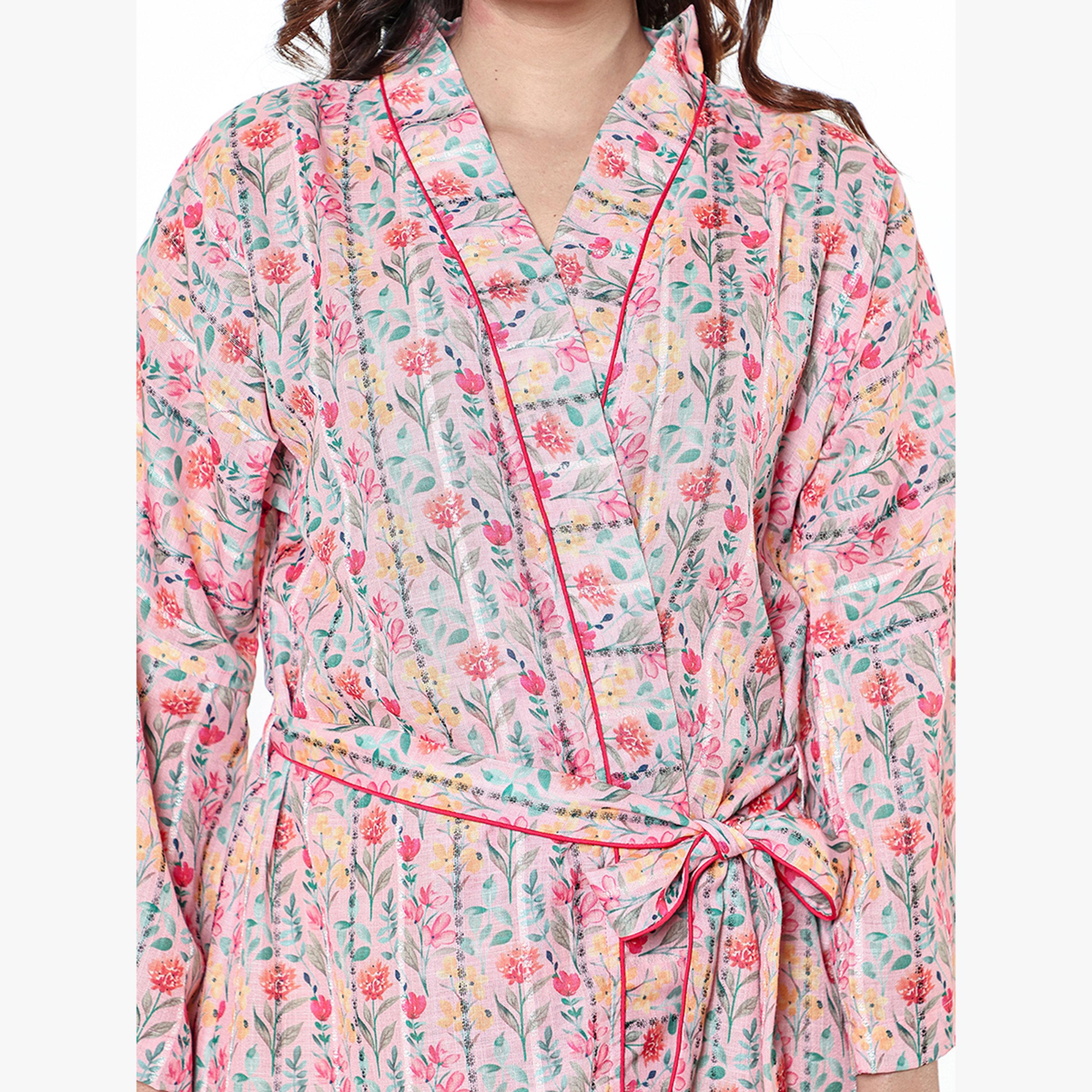 The Kaftan Company X Styli Pink Floral Print Long Sleeve Robe-women-clothing-nightwear-robes-image-5