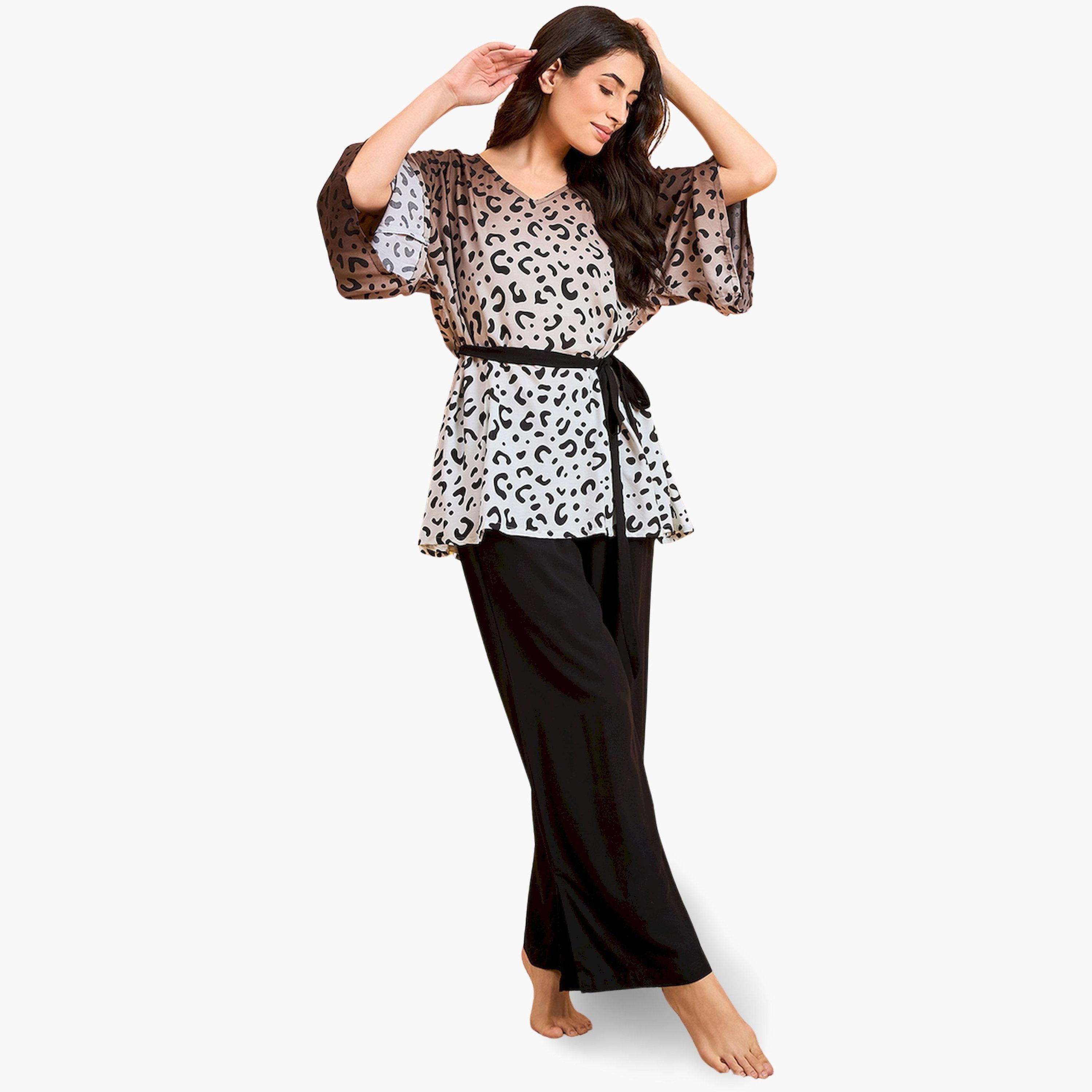 The Kaftan Company X Styli Animal Print Viscose Top and Pyjama Set-women-clothing-nightwear-pyjamas-longsets-image-2