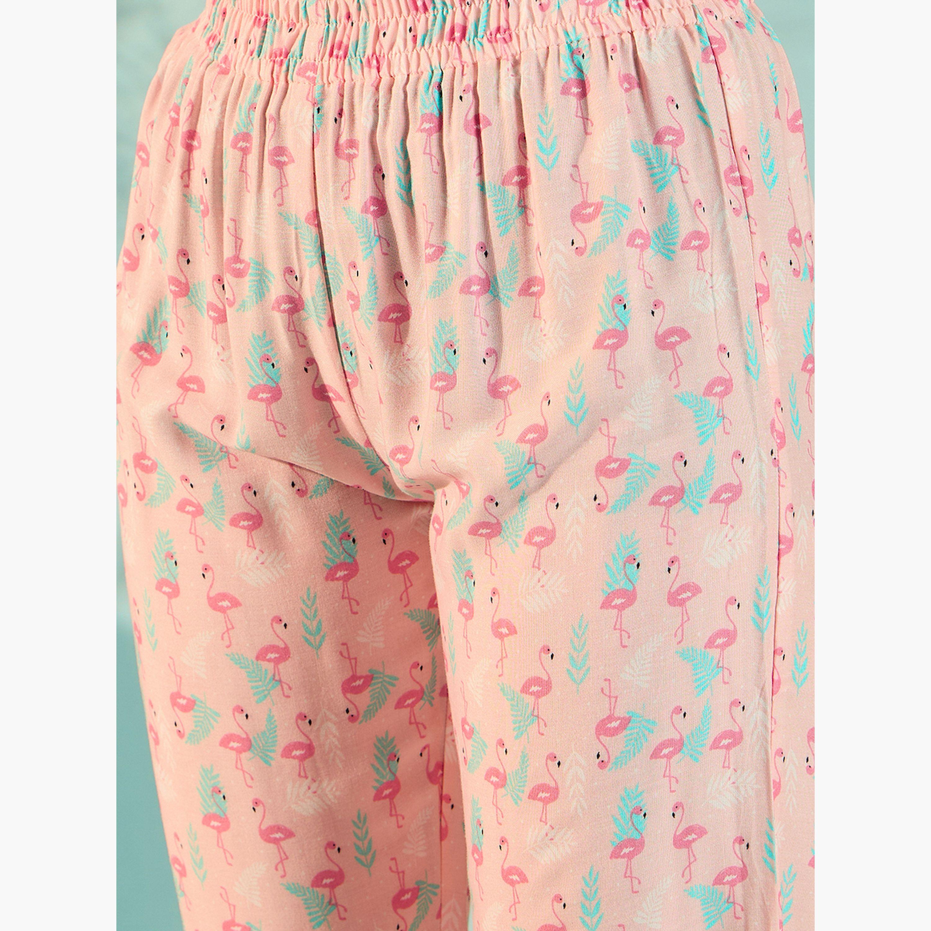 طقم بيجاما من بنطال وبلوزة قطن بطبعة فلامنجو-women-clothing-nightwear-pyjamas-longsets-image-5