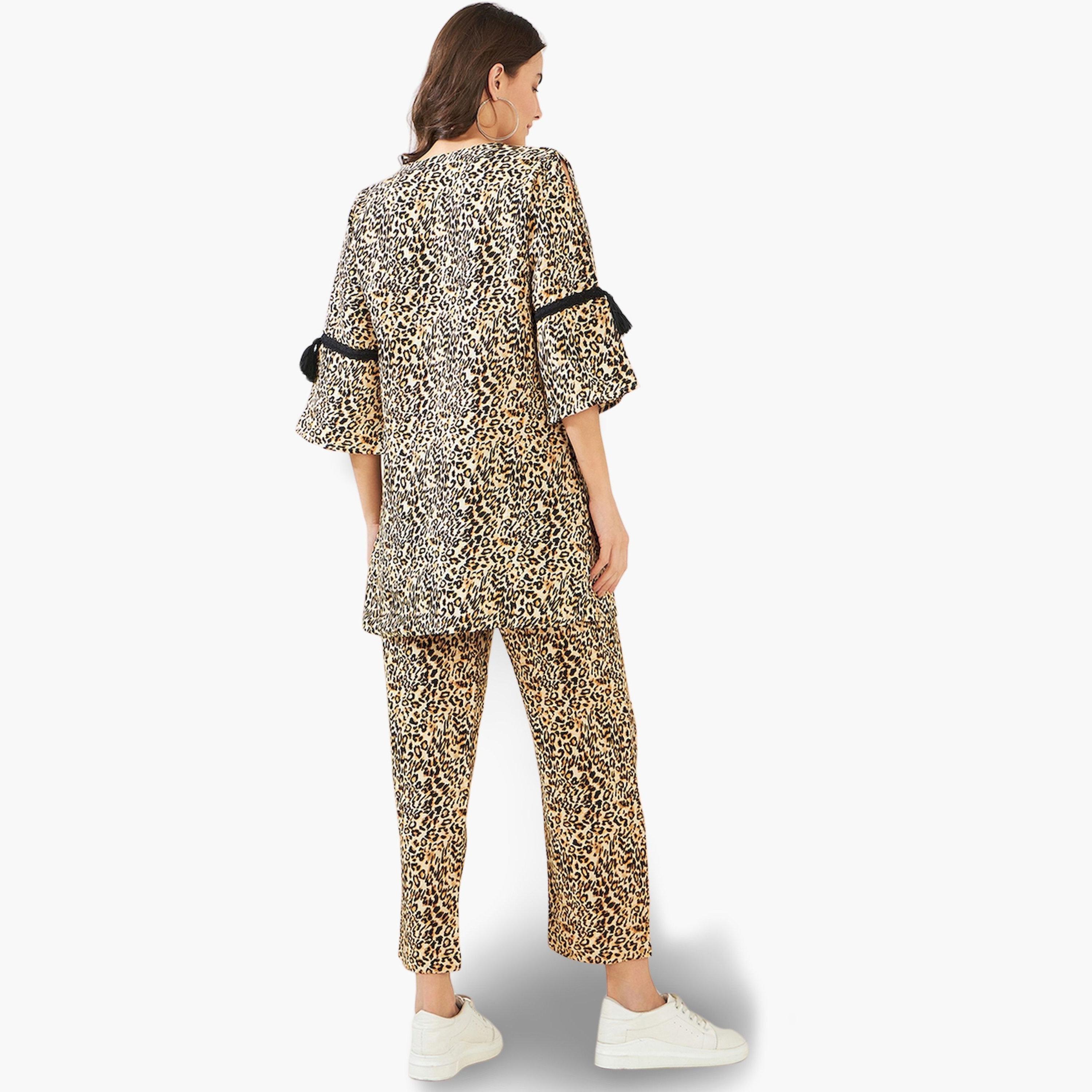 The Kaftan Company X Styli Leopard Print Longline Top and Pyjama Set-women-clothing-nightwear-pyjamas-longsets-image-3