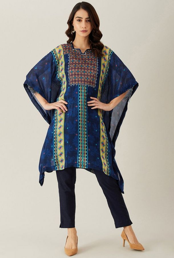 قفطان كورتا كحلي مطرز بالترتر-women-arabicclothing-kaftan-image-1