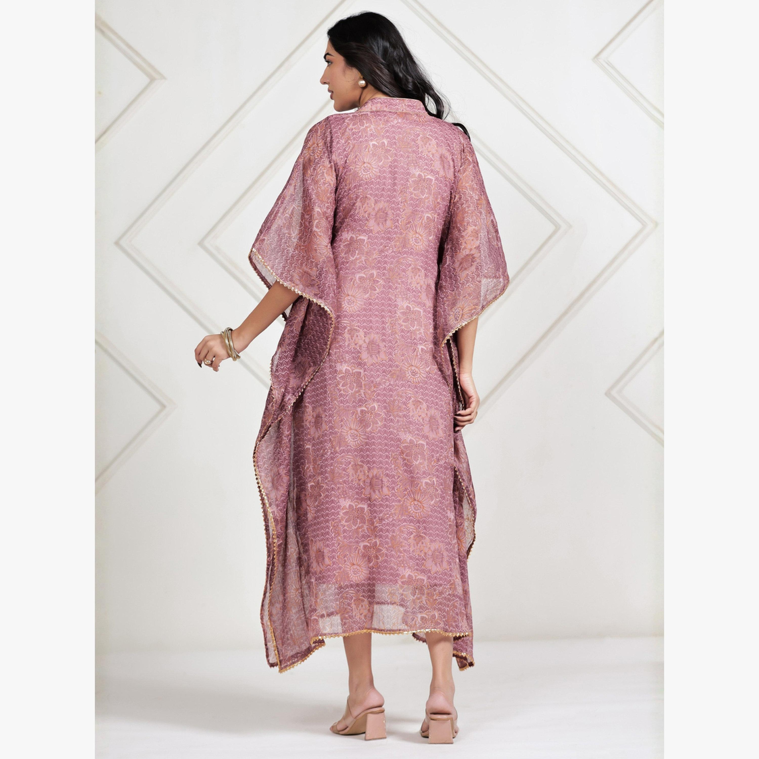 قفطان شيفون بطبعة أزهار-women-arabicclothing-kaftan-image-4