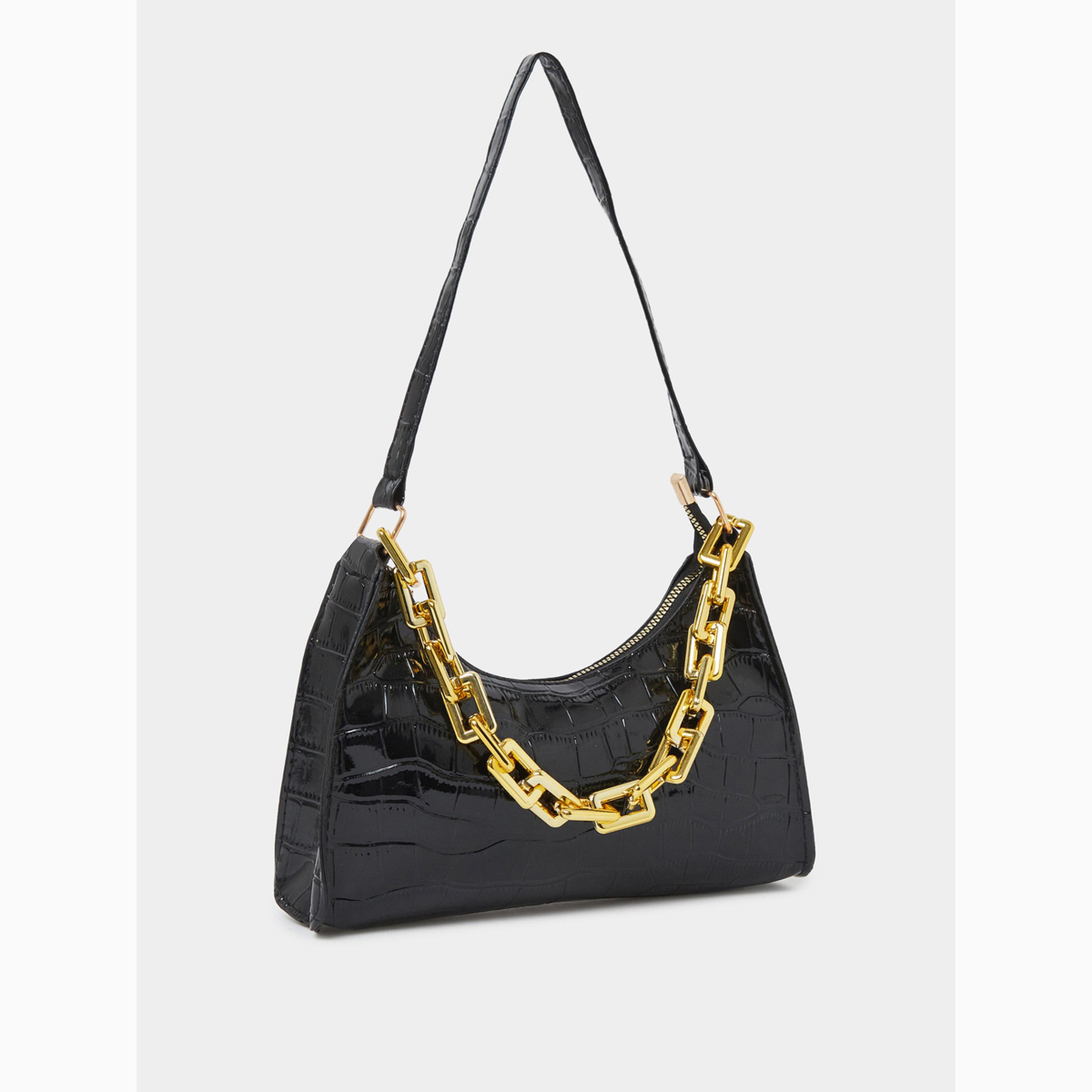 حقيبة كتف بنقشة جلد التمساح وسلسلة سميكة-women-bagsandwallets-handbags-image-1