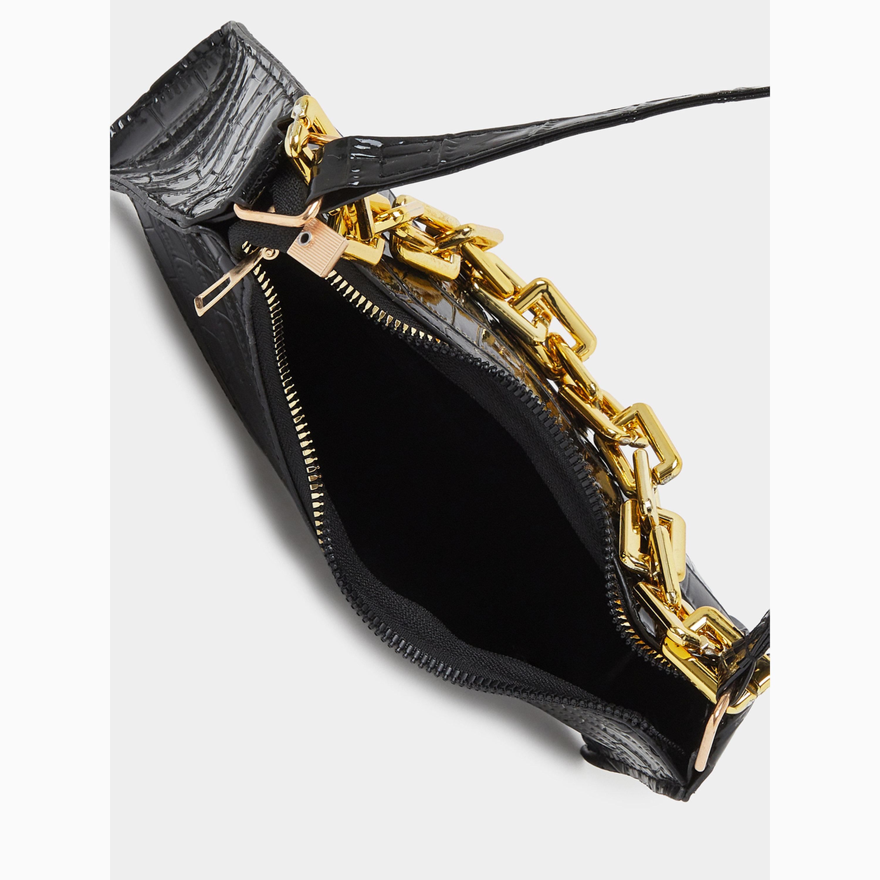 Styli Croc Textured Shoulder Bag with Chunky Chain-women-bagsandwallets-handbags-image-4