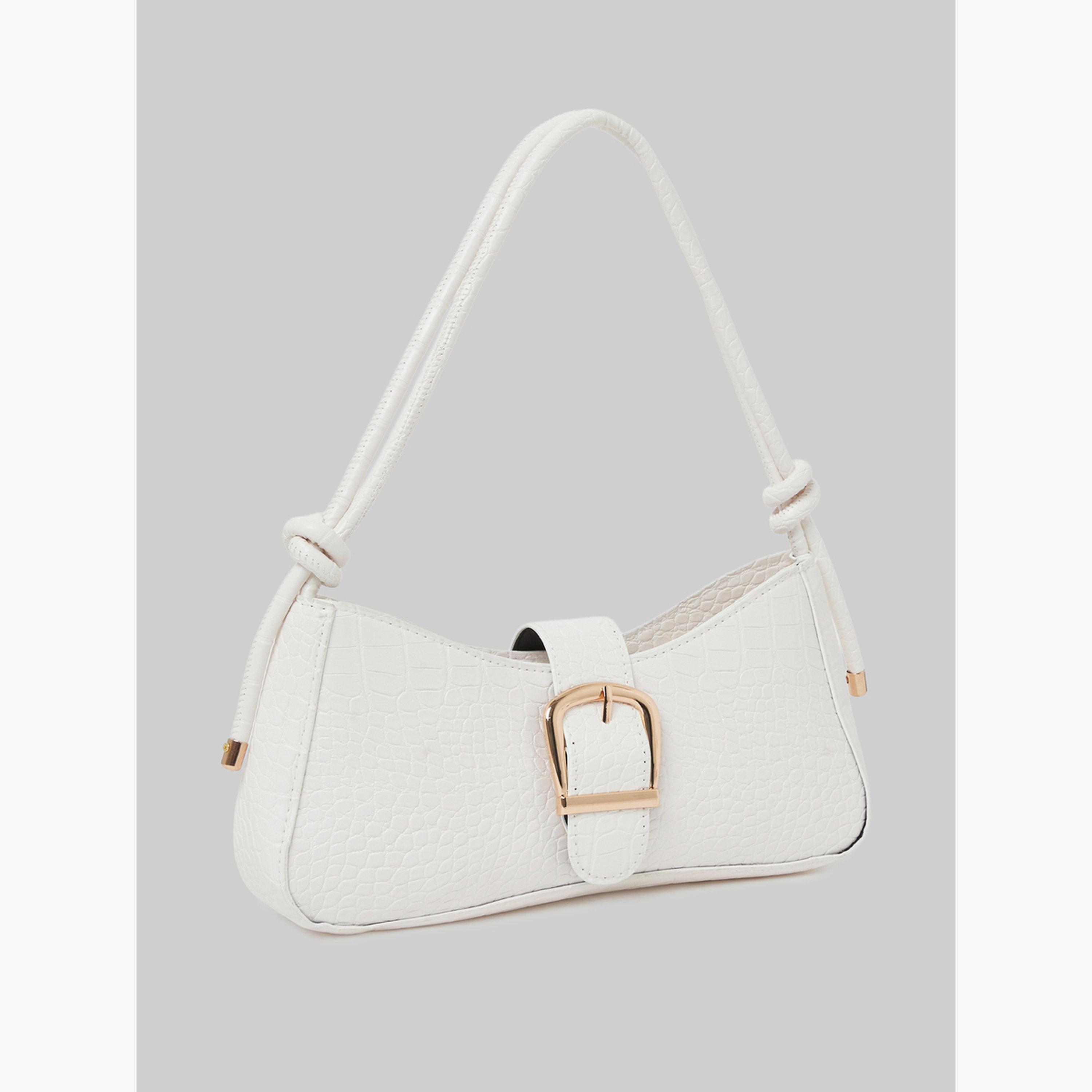 Styli Croc Textured Buckle Detail Shoulder Bag-women-bagsandwallets-handbags-image-1