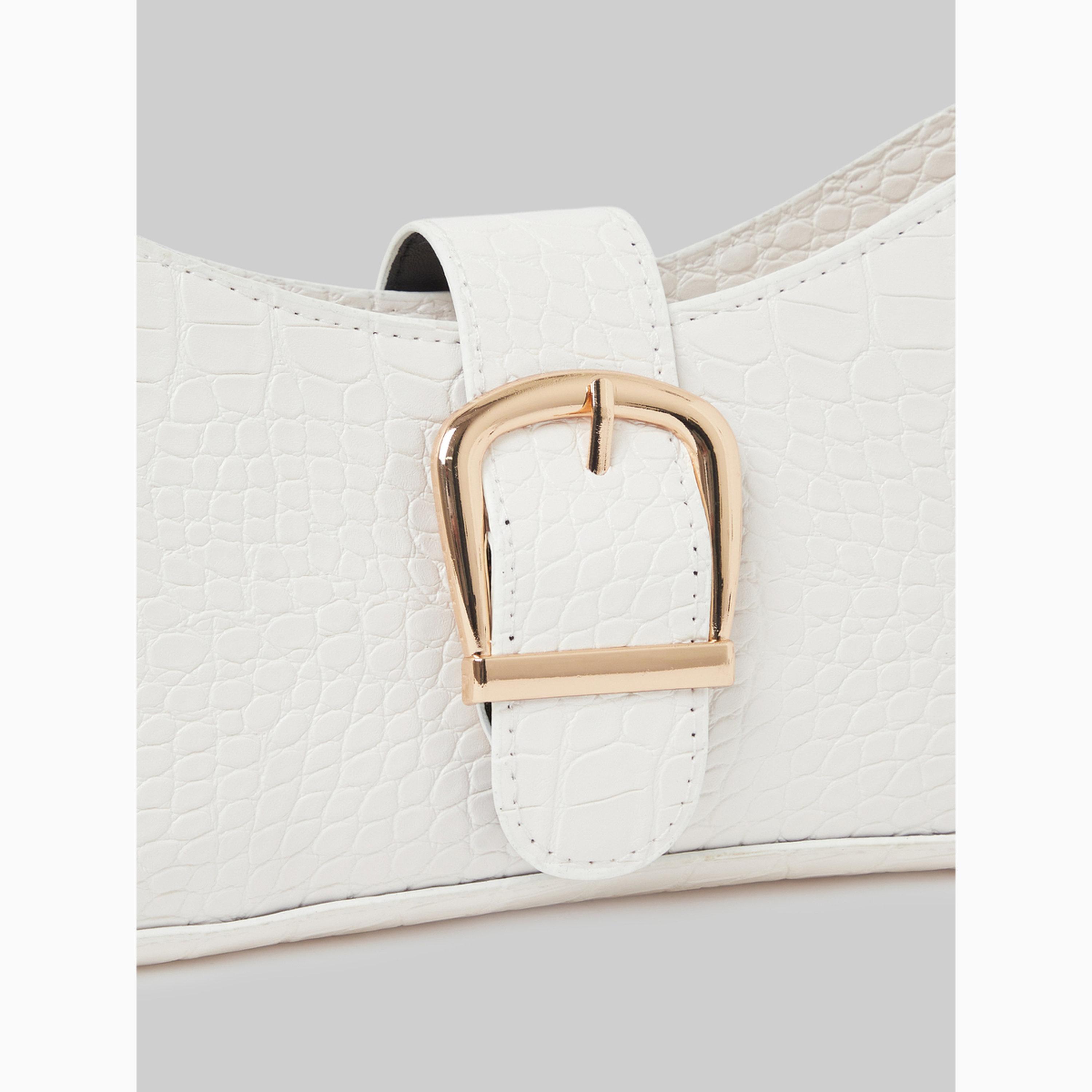 Styli Croc Textured Buckle Detail Shoulder Bag-women-bagsandwallets-handbags-image-2