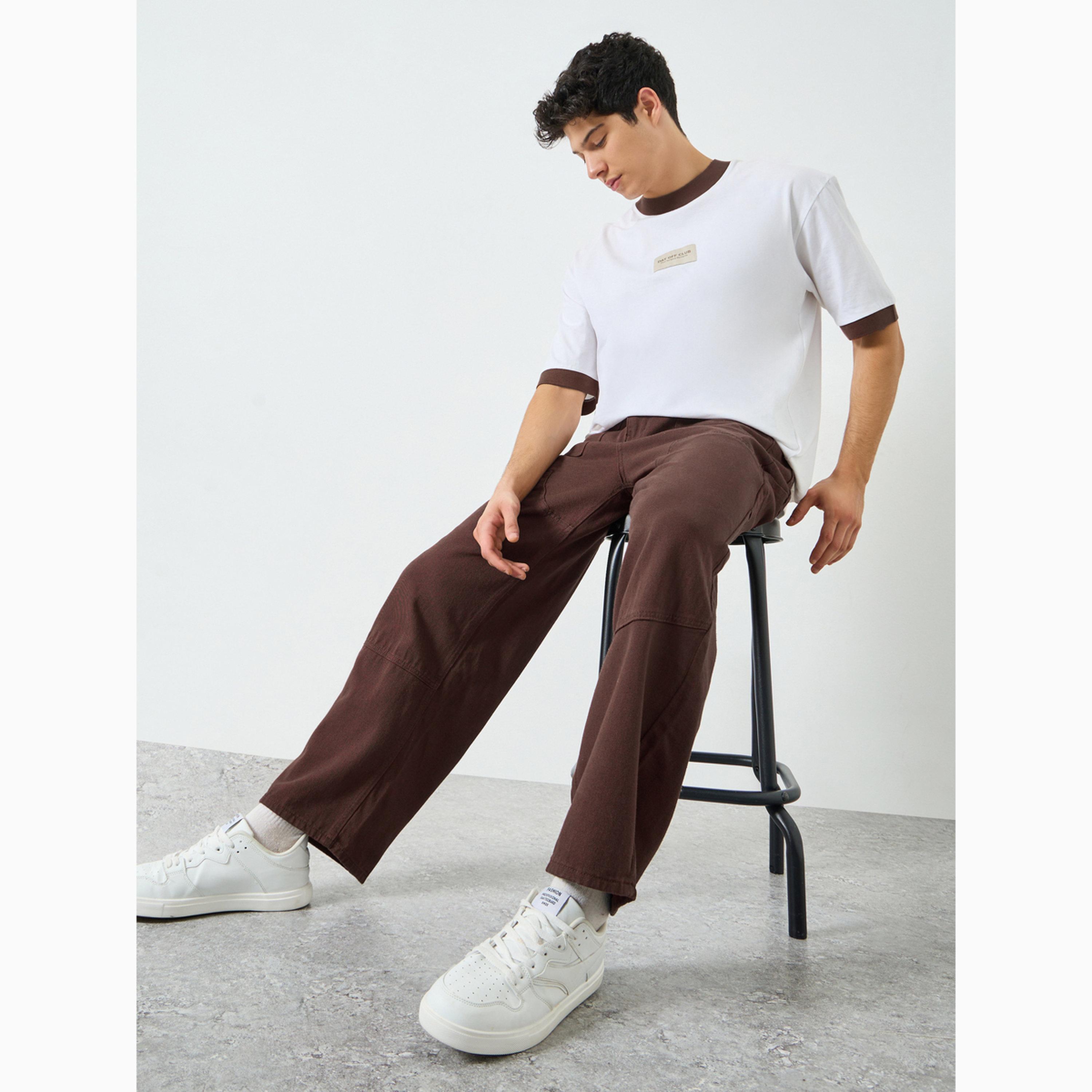 Styli Men Brown Embroidered Detail Straight Fit Jeans-men-clothing-bottoms-jeans-image-3