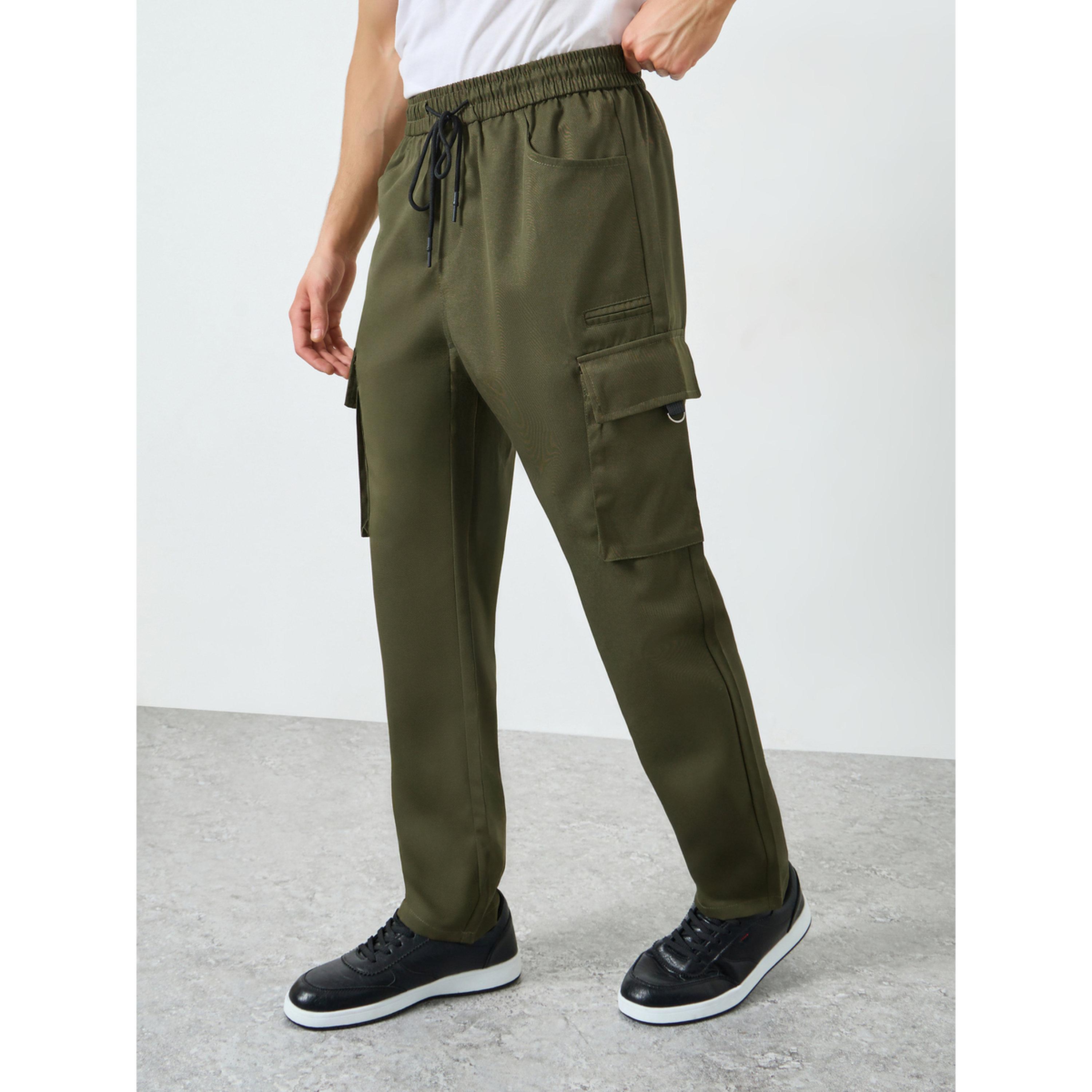 Take Two Men Khaki Pocket Cargo Pants with Drawstring-men-clothing-bottoms-joggers-image-1