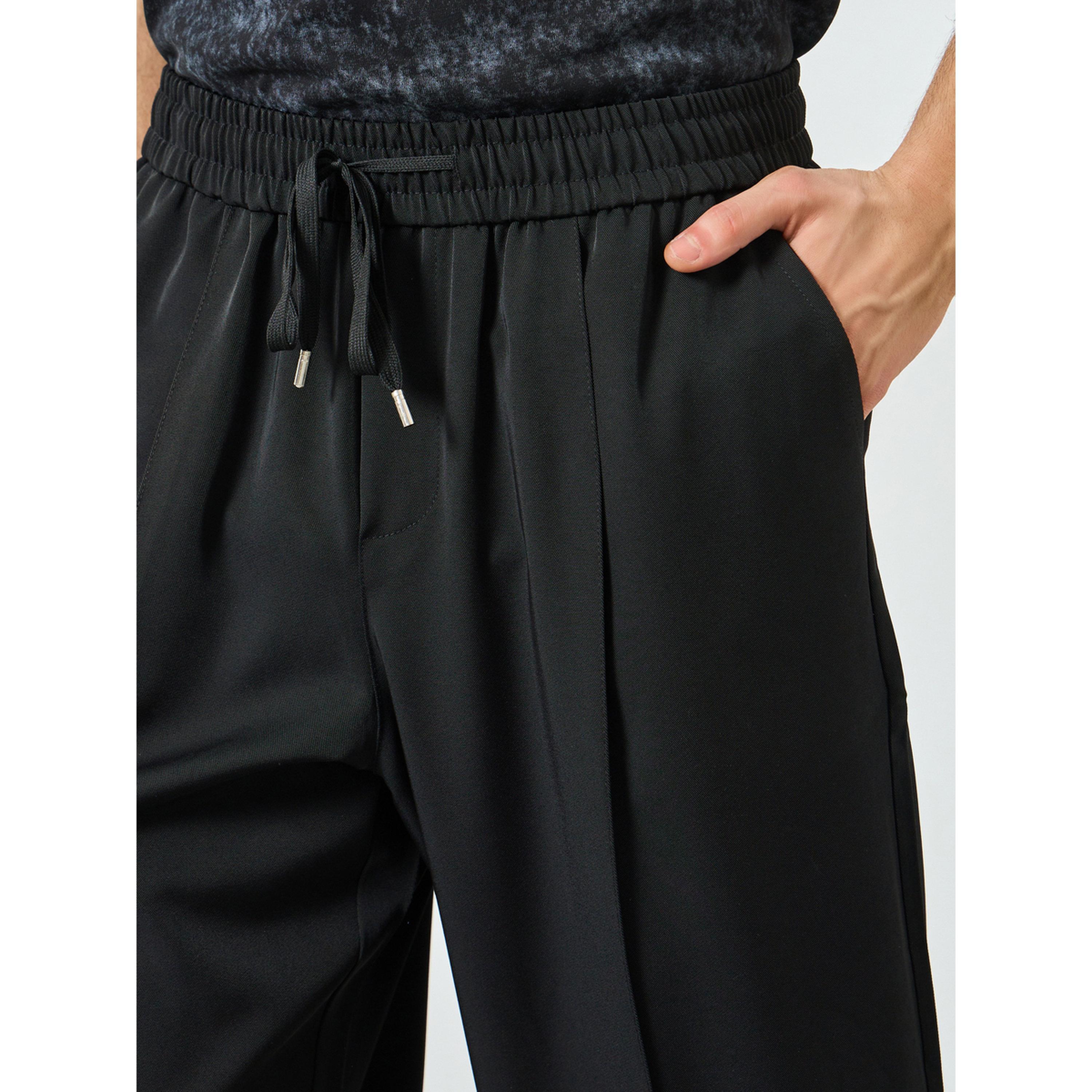 Take Two Men Black Straight Leg Pants with Drawstring-men-clothing-bottoms-joggers-image-3