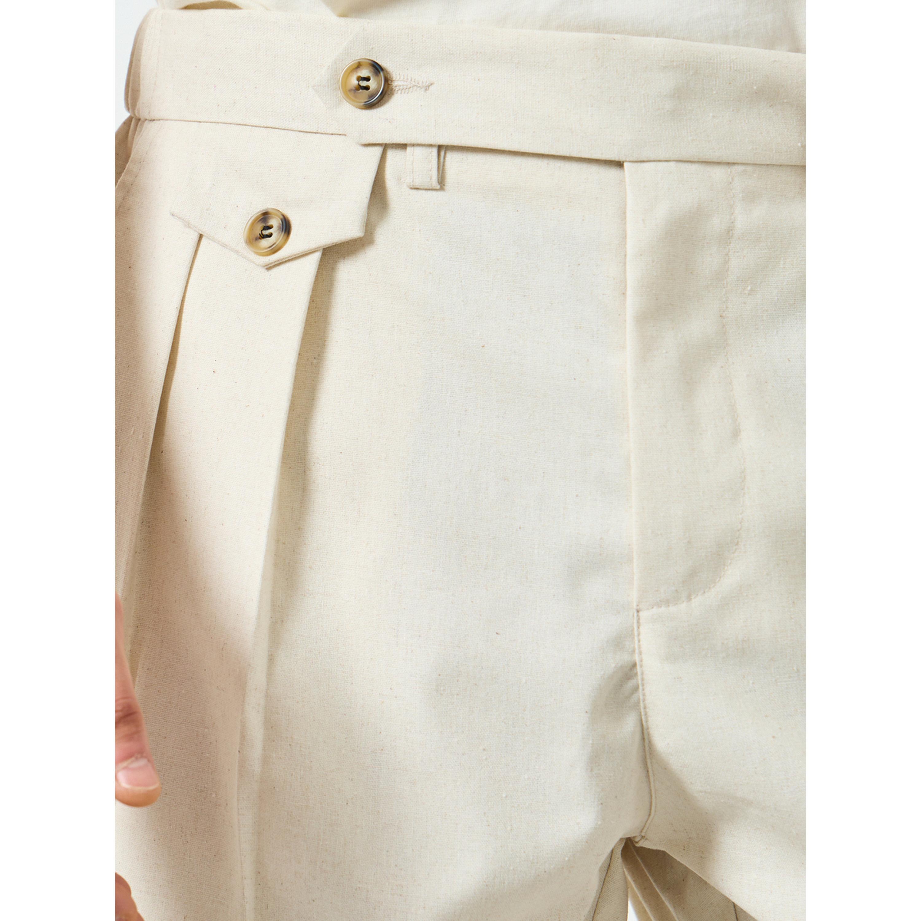Take Two Men Beige Pleated Straight Leg Trousers-men-clothing-bottoms-joggers-image-3
